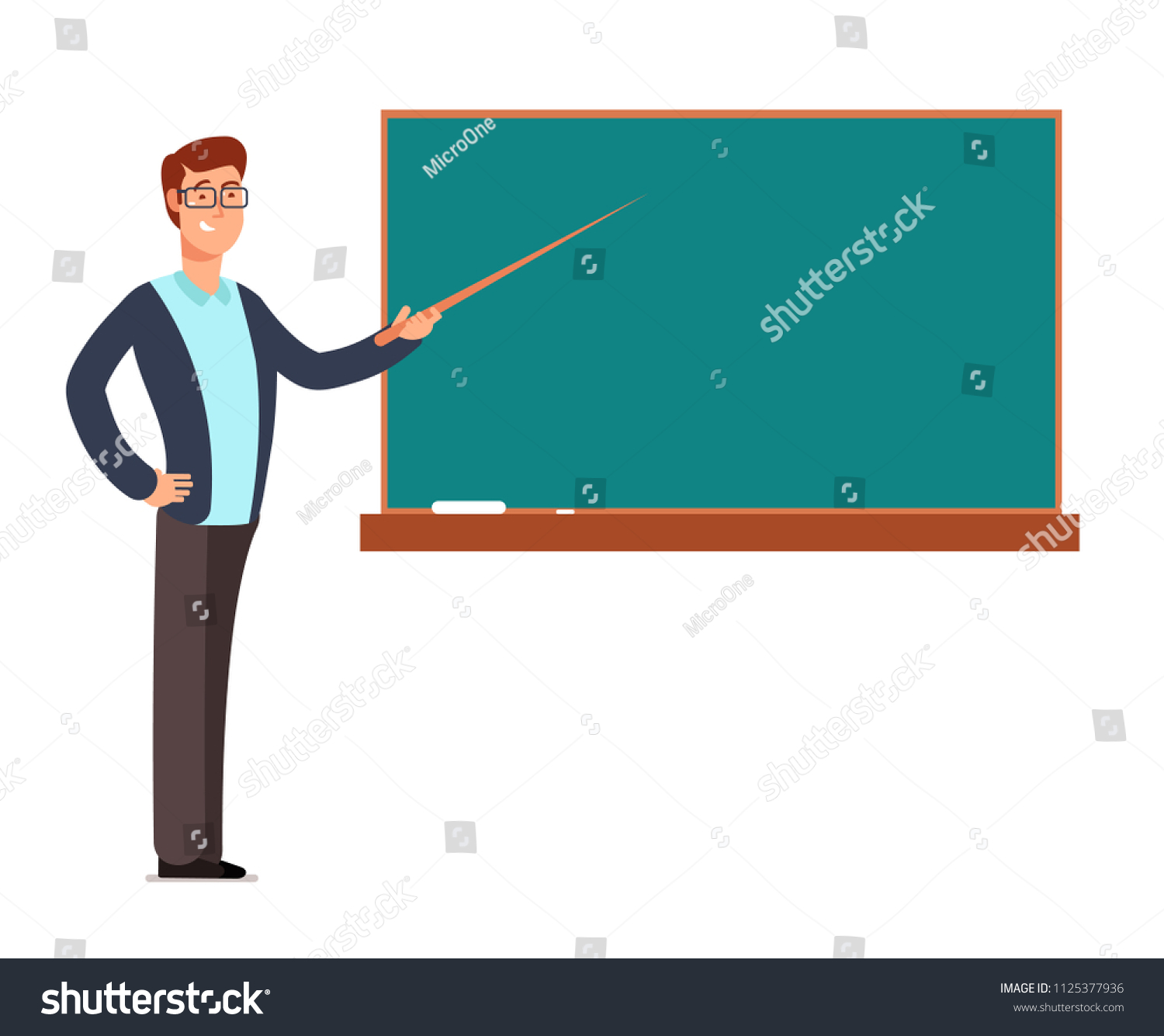 Cartoon Young Profesor Teacher Man Blackboard Stock Vector (Royalty ...