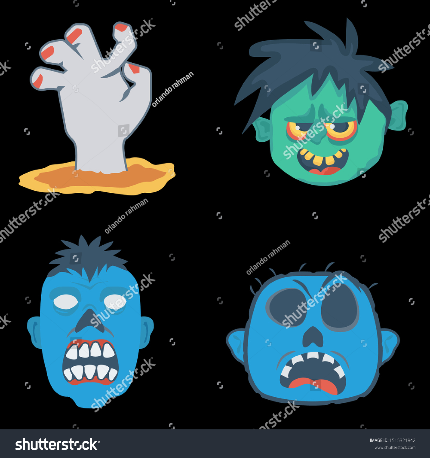 Cartoon Zombie Heads Vector Clip Art Stock Vector (Royalty Free ...