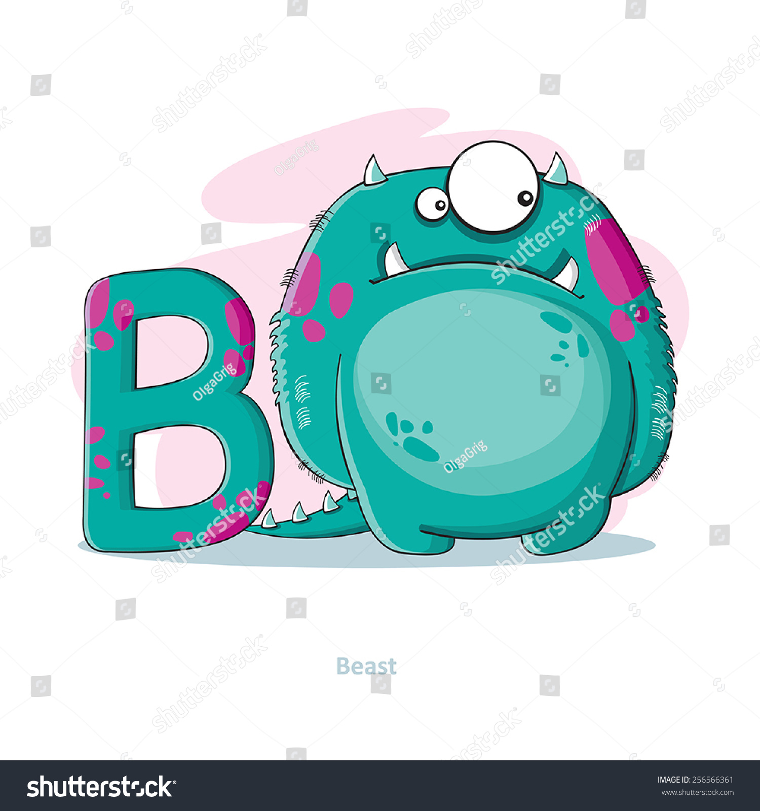 Cartoons Alphabet Letter B Funny Beast Stock Vector (Royalty Free ...