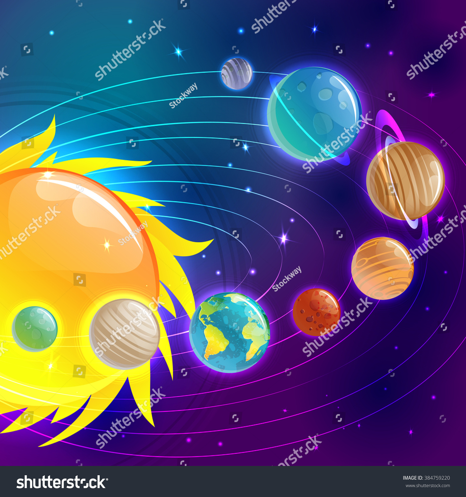 Cartoons Planets Colorful Vector Set Against Stock Vector 384759220 ...