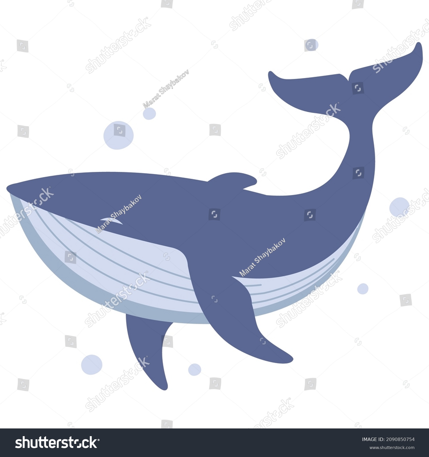 Cartooon Blue Whale Ocean Wildlife Stock Vector (Royalty Free ...