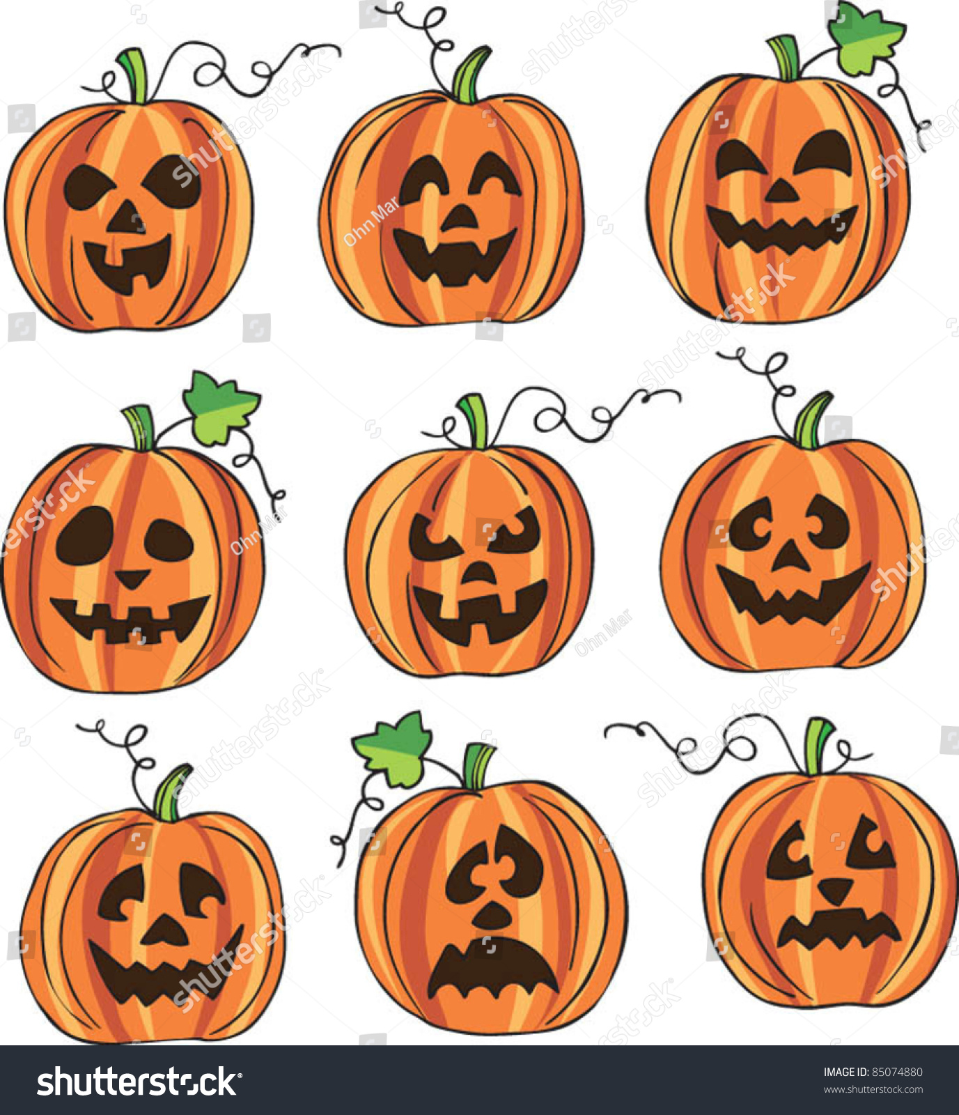 Carved Halloween Pumpkin Faces Stock Vector Illustration 85074880 ...