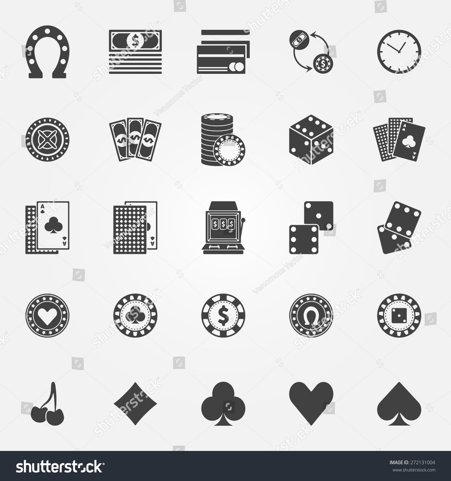 Casino Icons Set Vector Gambling Poker Stock Vector (Royalty Free ...