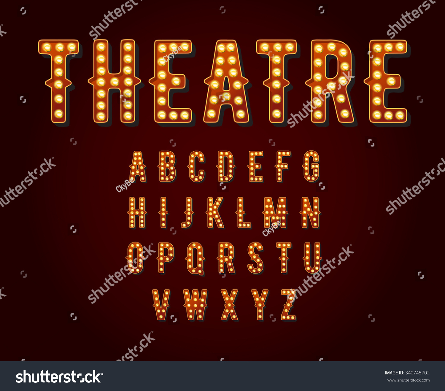 SVG of Casino or Broadway Signs style light bulb Alphabet in Vector svg