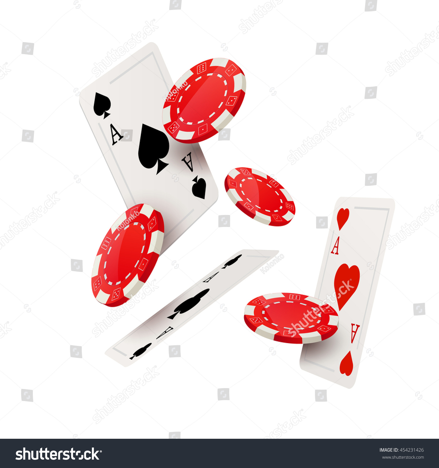 Casino design template Falling cards and chips game concept Casino lucky background