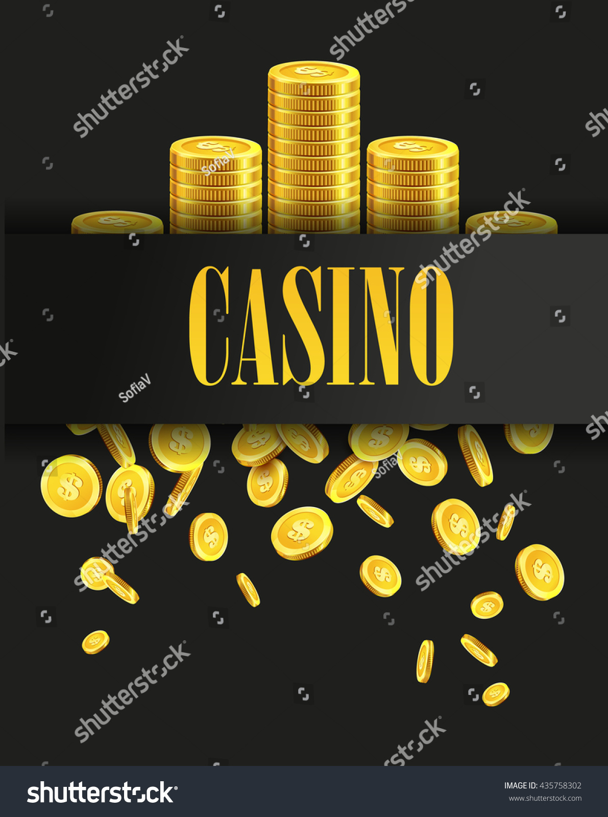 Casino Poster Background Flyer Golden Money Stock Vector 435758302 - Shutterstock