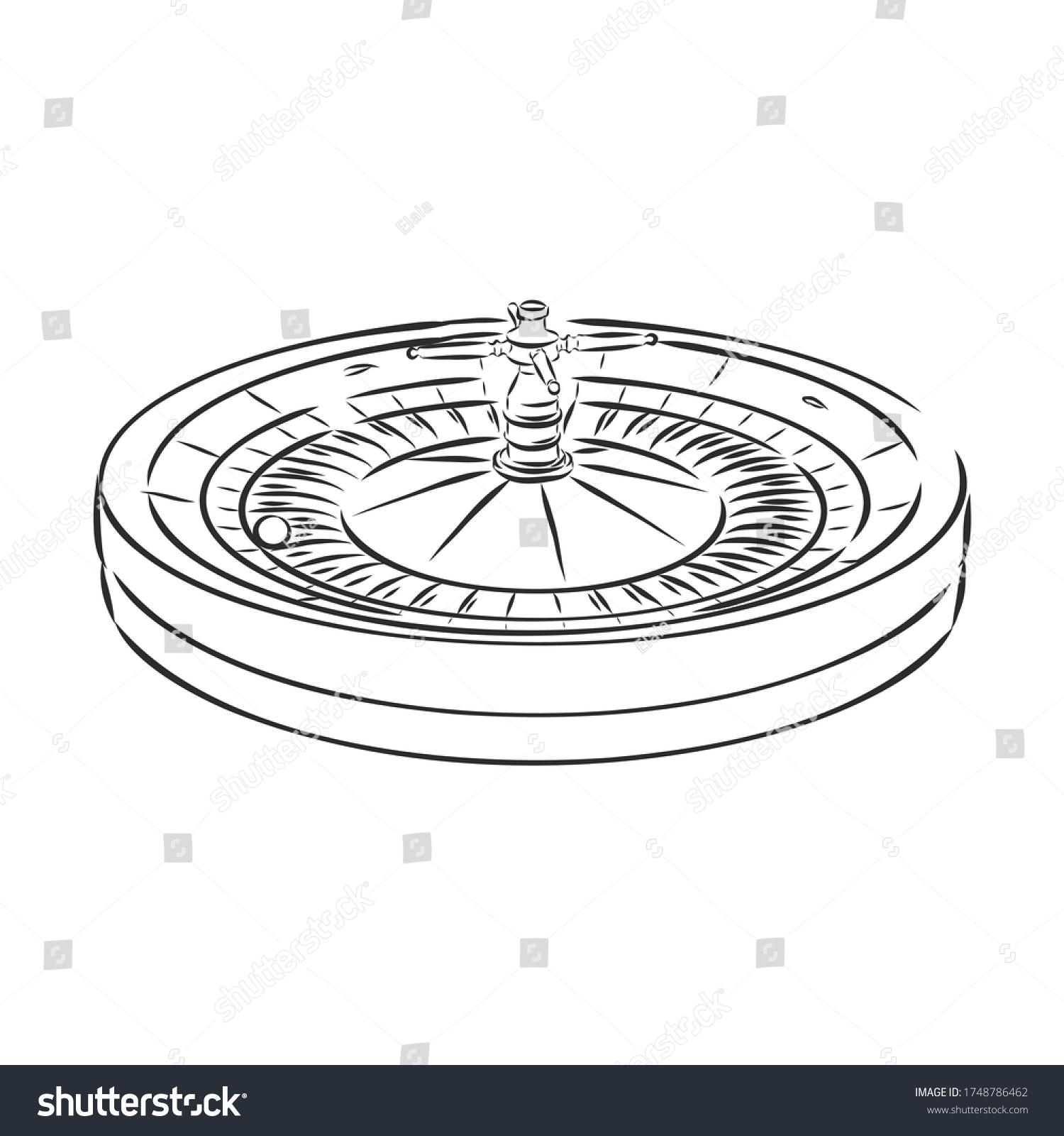 Casino Roulette Wheel Hand Draw Sketch Stock Vector (Royalty Free