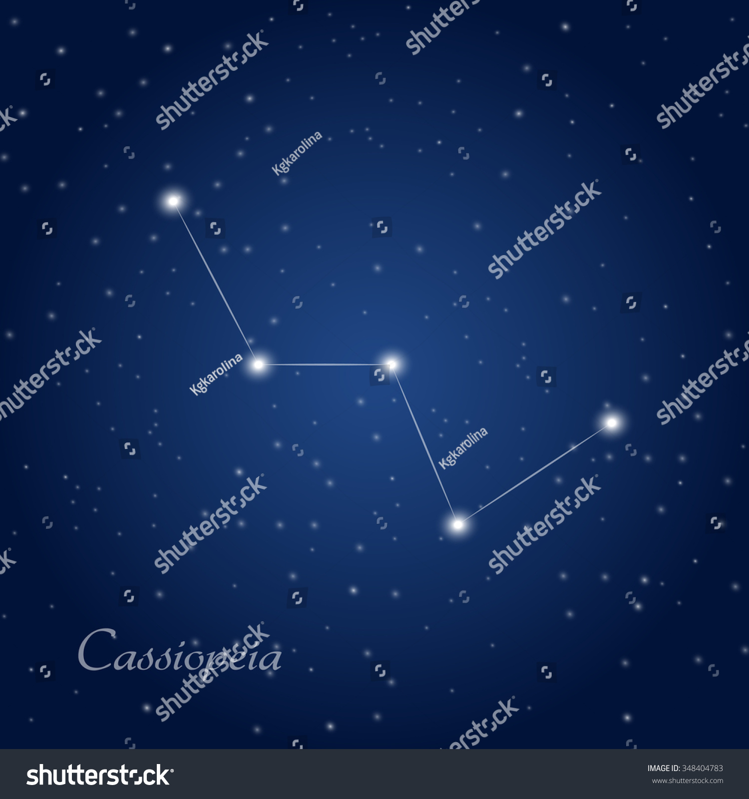 Cassiopeia Constellation Starry Night Sky Stock Vector 348404783 ...