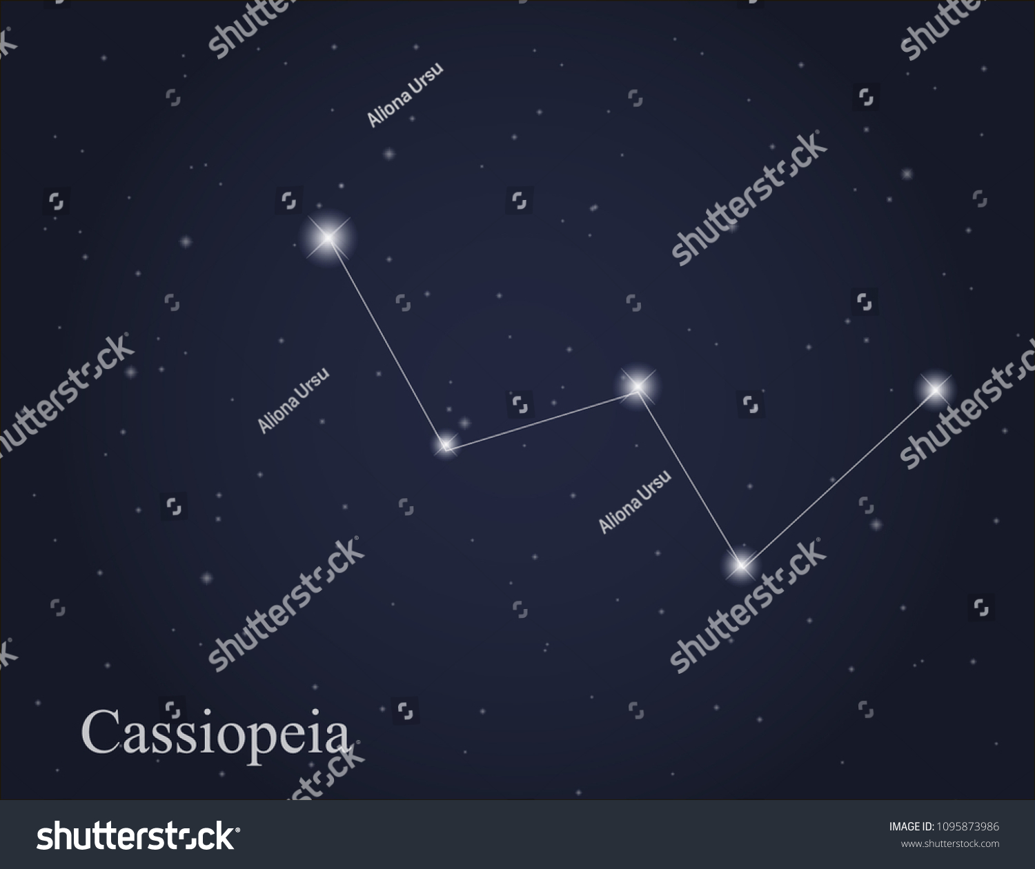 Cassiopeia Constellation On Starry Sky Background Stock Vector Royalty Free 1095873986 9454