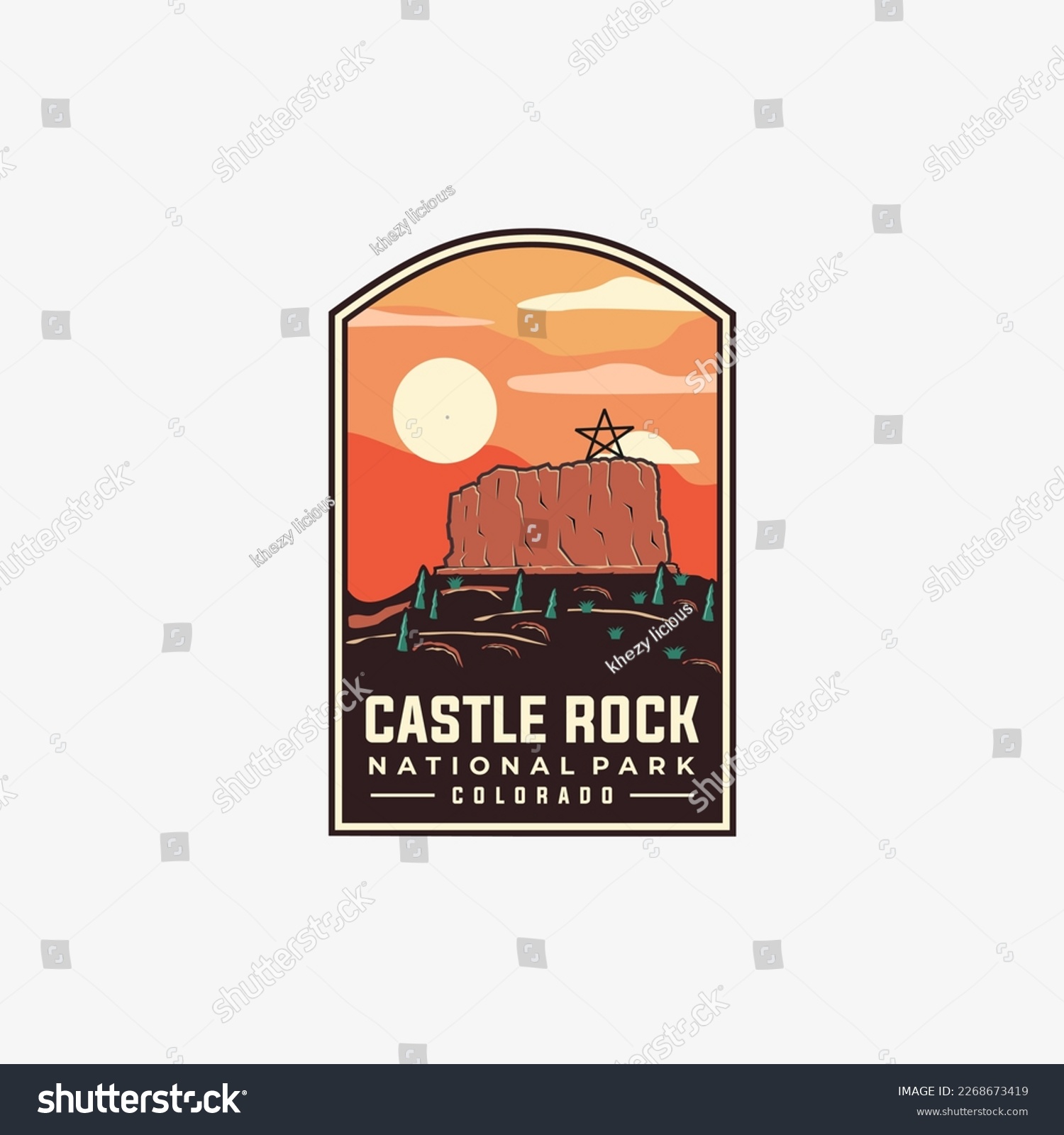 SVG of Castle rock state park vector template illustration. Colorado Landmark illustration in badge patch style. svg