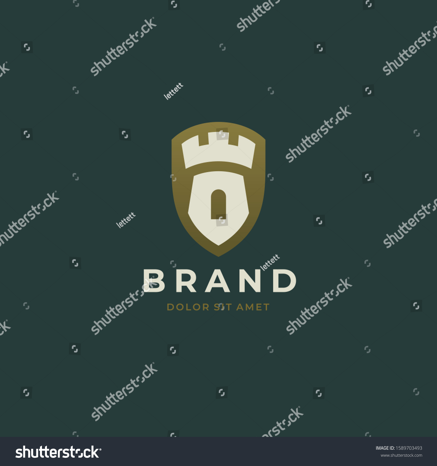 SVG of Castle shield logo. Tower, fortress, bastion icon. Real estate, protection, building, security, guard, architecture business logo design template. Vector illustration. svg