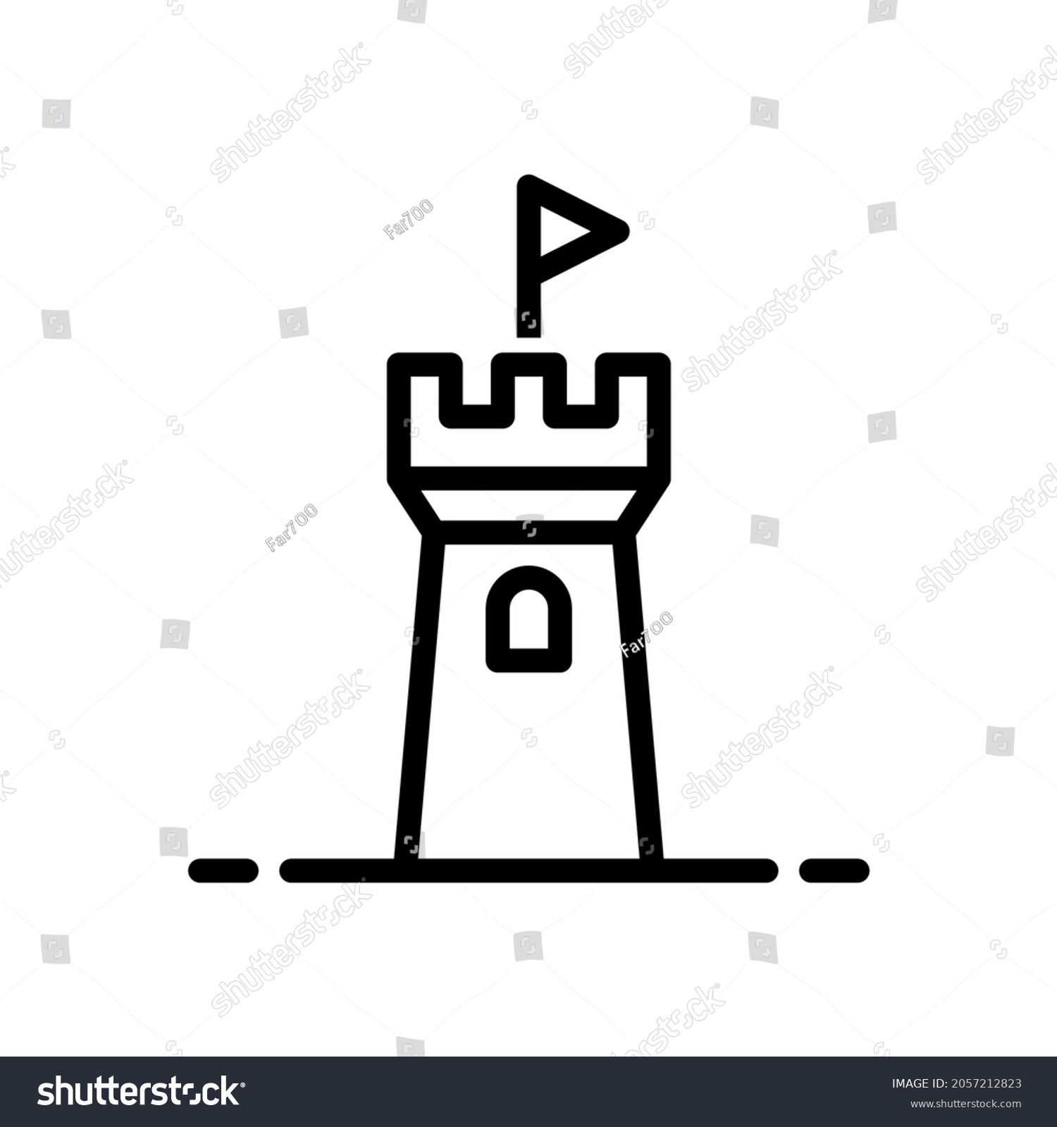 Castle Tower Icon Black Contour Linear Stock Vector (Royalty Free ...