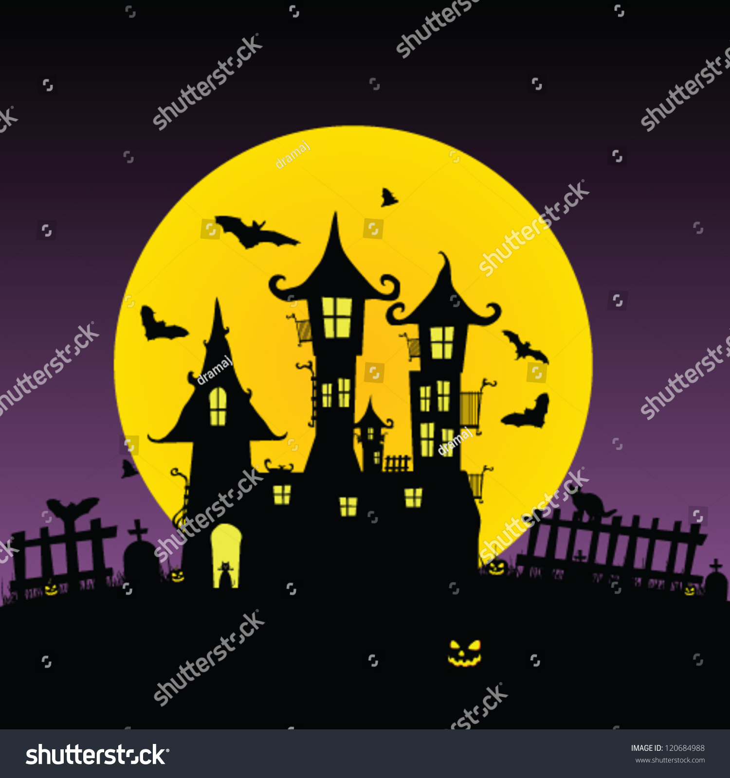 Castle Bats Vector Five Illustration Stock Vector (Royalty Free) 120684988