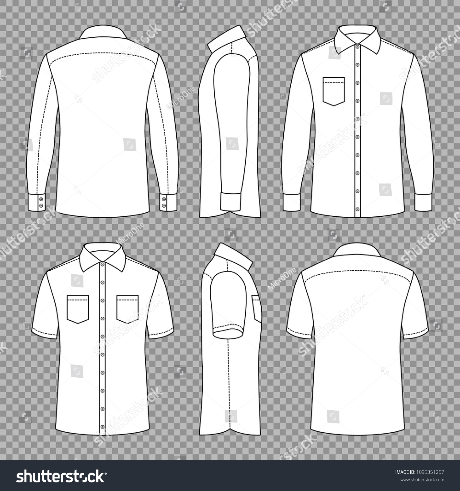 casual mans blank outline shirts short stock vector royalty free