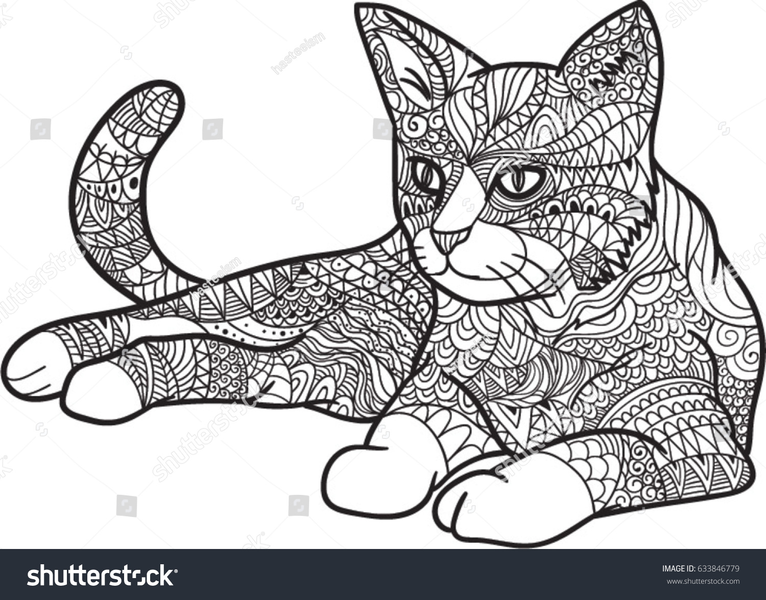 Cat Abstract Doodle Art Stock Vector Royalty Free 633846779