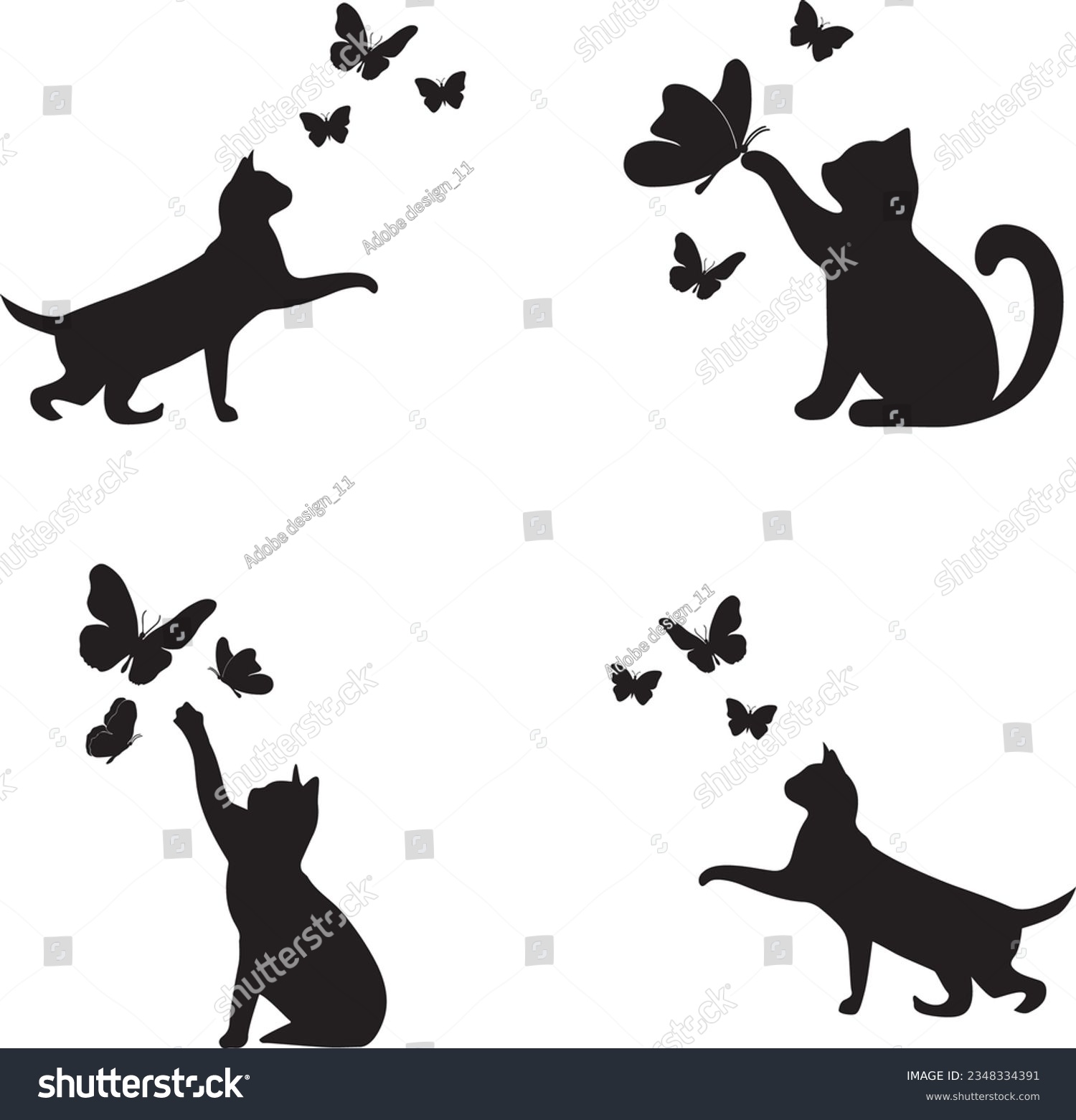 SVG of Cat and butterfly Svg, cat Svg, butterfly Svg, vector illustration svg