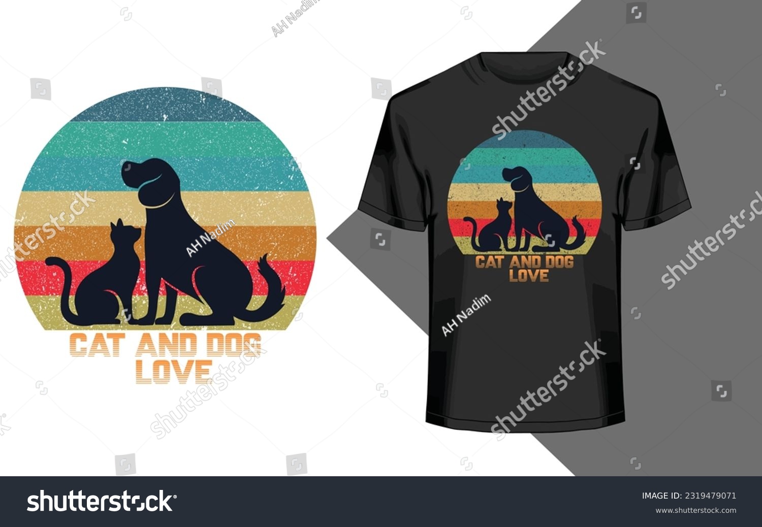SVG of Cat and Dog Love. Txet based T Shirt design. svg