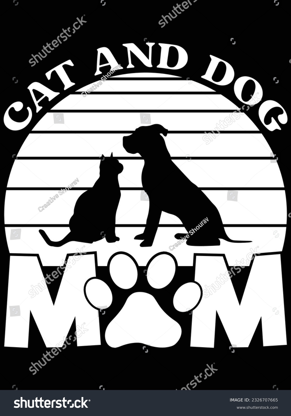 SVG of Cat and dog mom vector art design, eps file. design file for t-shirt. SVG, EPS cuttable design file svg