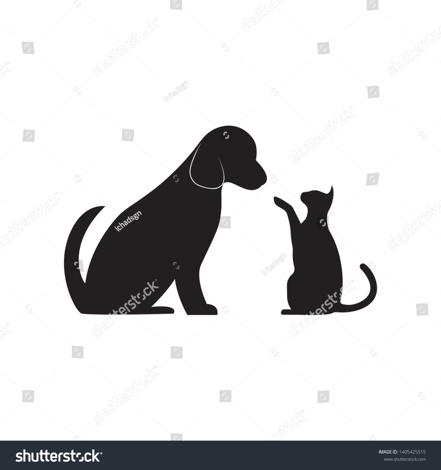 Cat Dog Vector Silhouettes Logo Template Stock Vector (Royalty Free ...