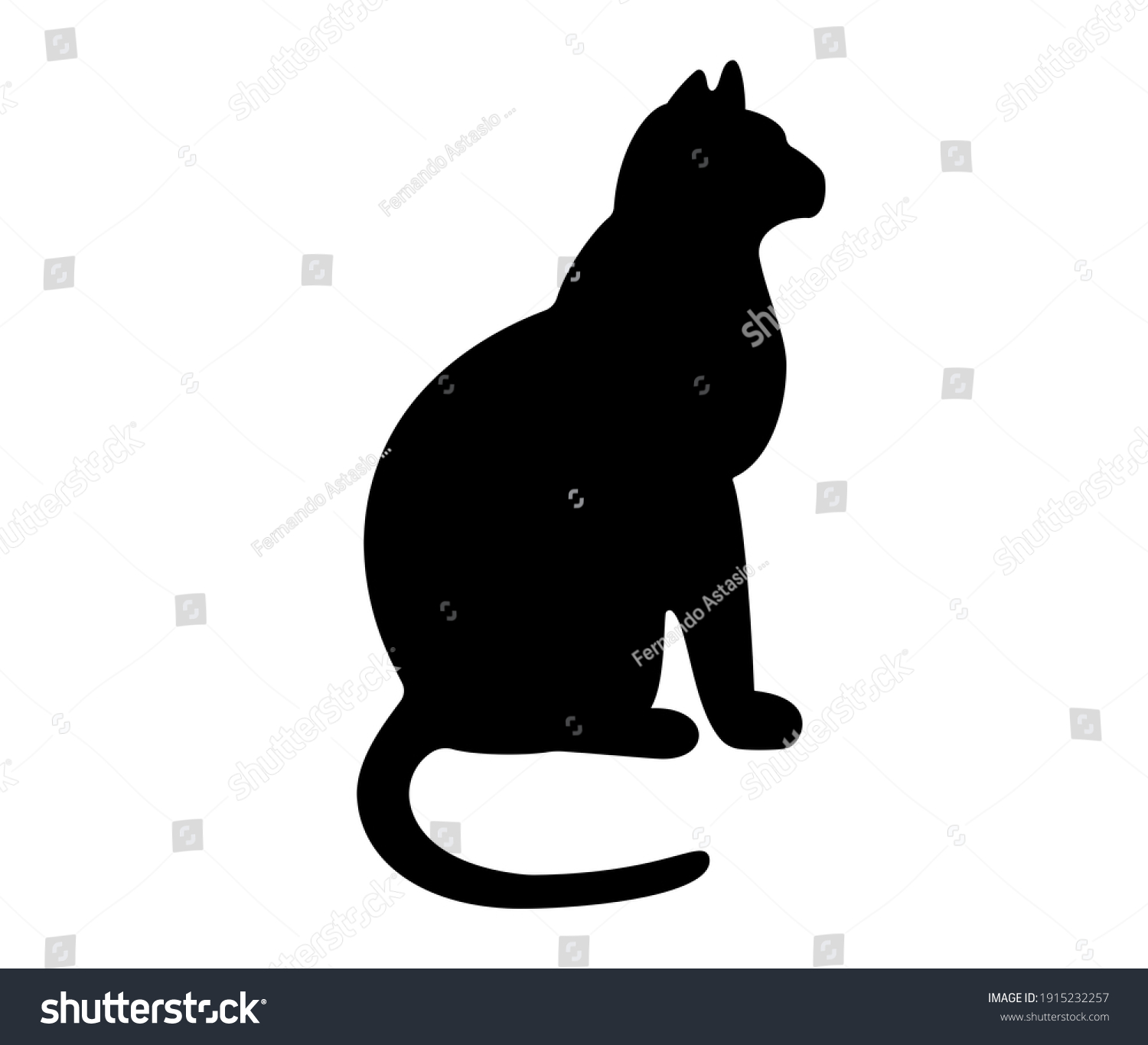 Cat Black Cat Silhouette Sitting Cat Stock Vector (Royalty Free ...
