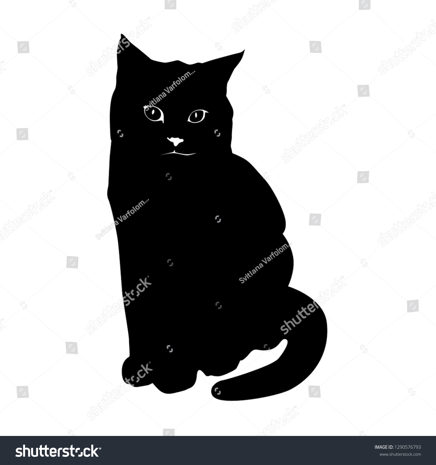 Cat Black Silhouette On White Background Stock Vector (Royalty Free ...