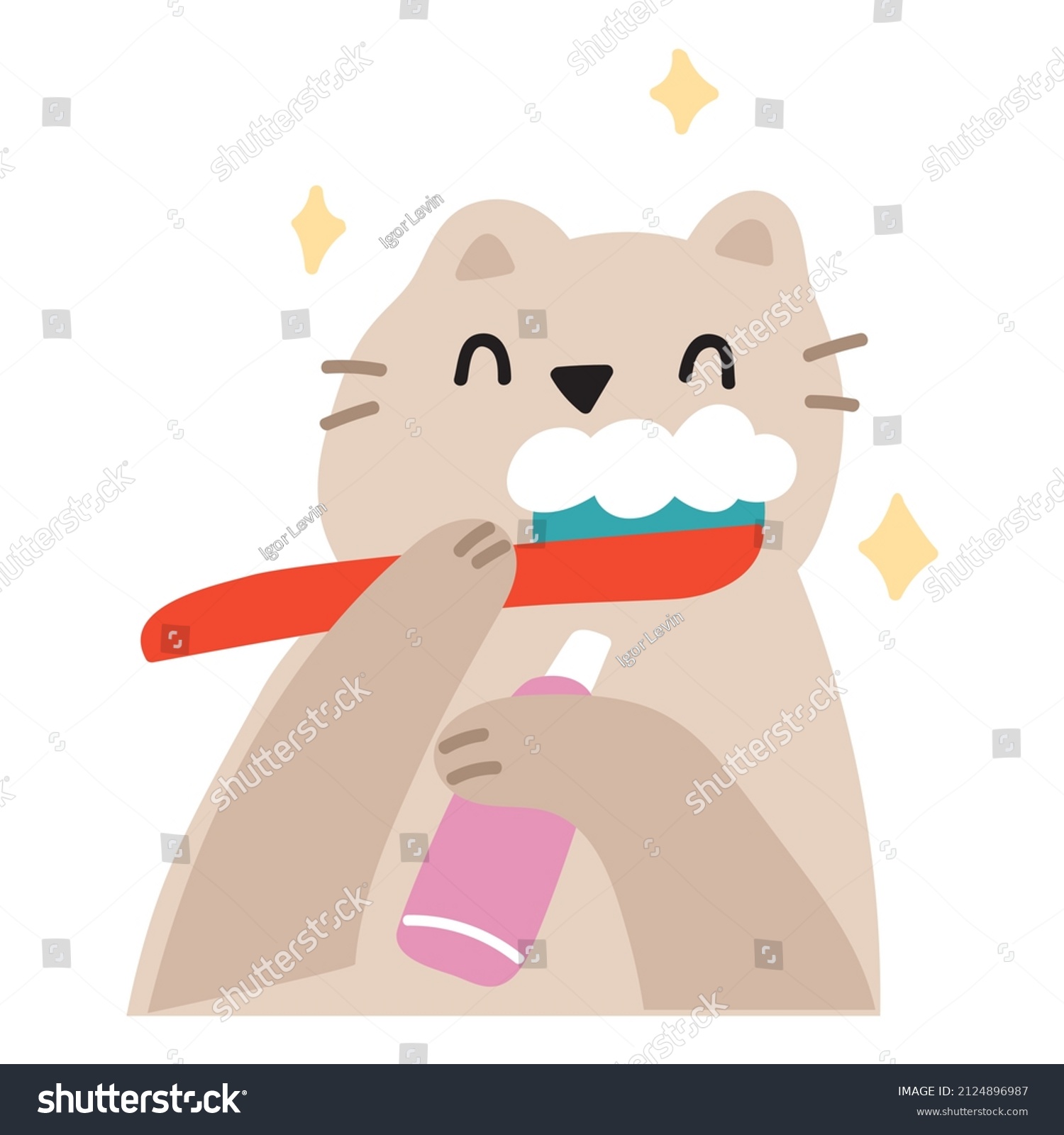 Cat Brush Teeth Vector Illustration On Stock Vector (Royalty Free