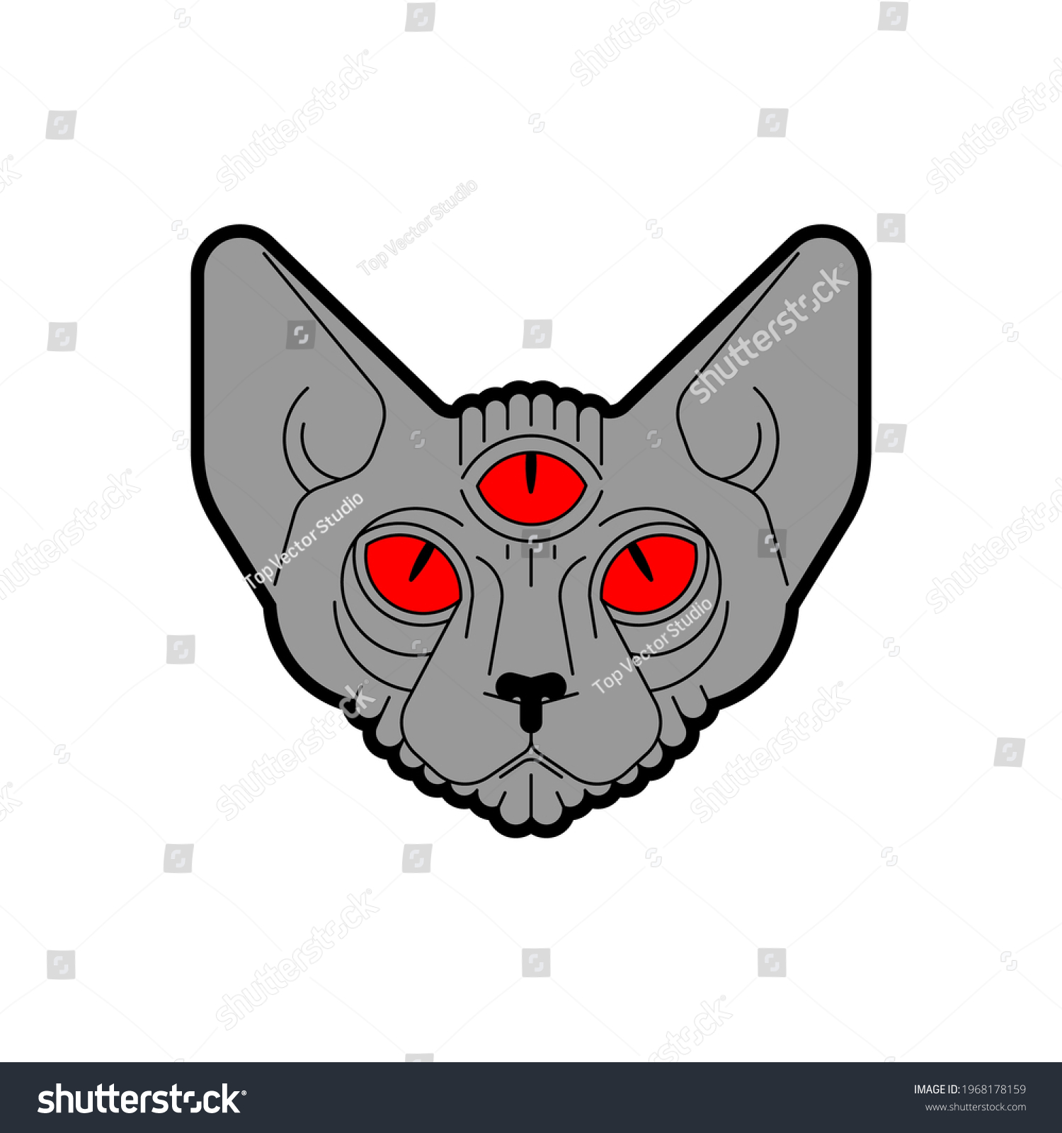 Cat Demon Satanic Symbol Satan Cat Stock Vector Royalty Free