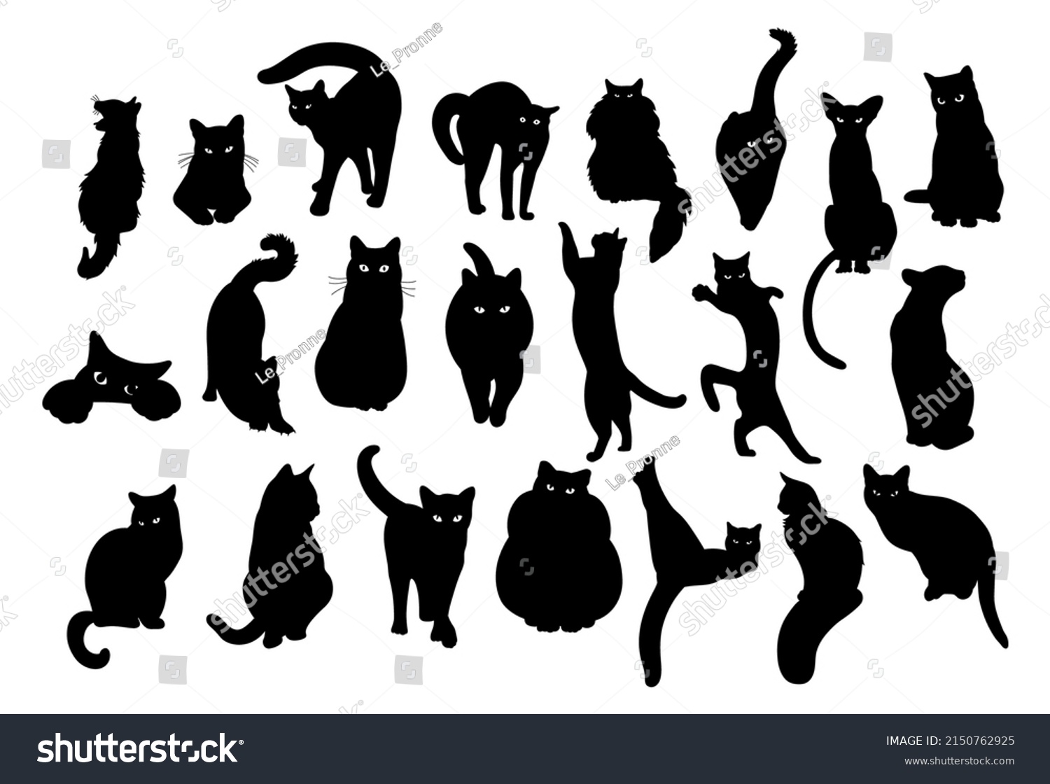SVG of Cat different poses silhouette isolated. Template for plotter lazer cutting of paper, wood. svg