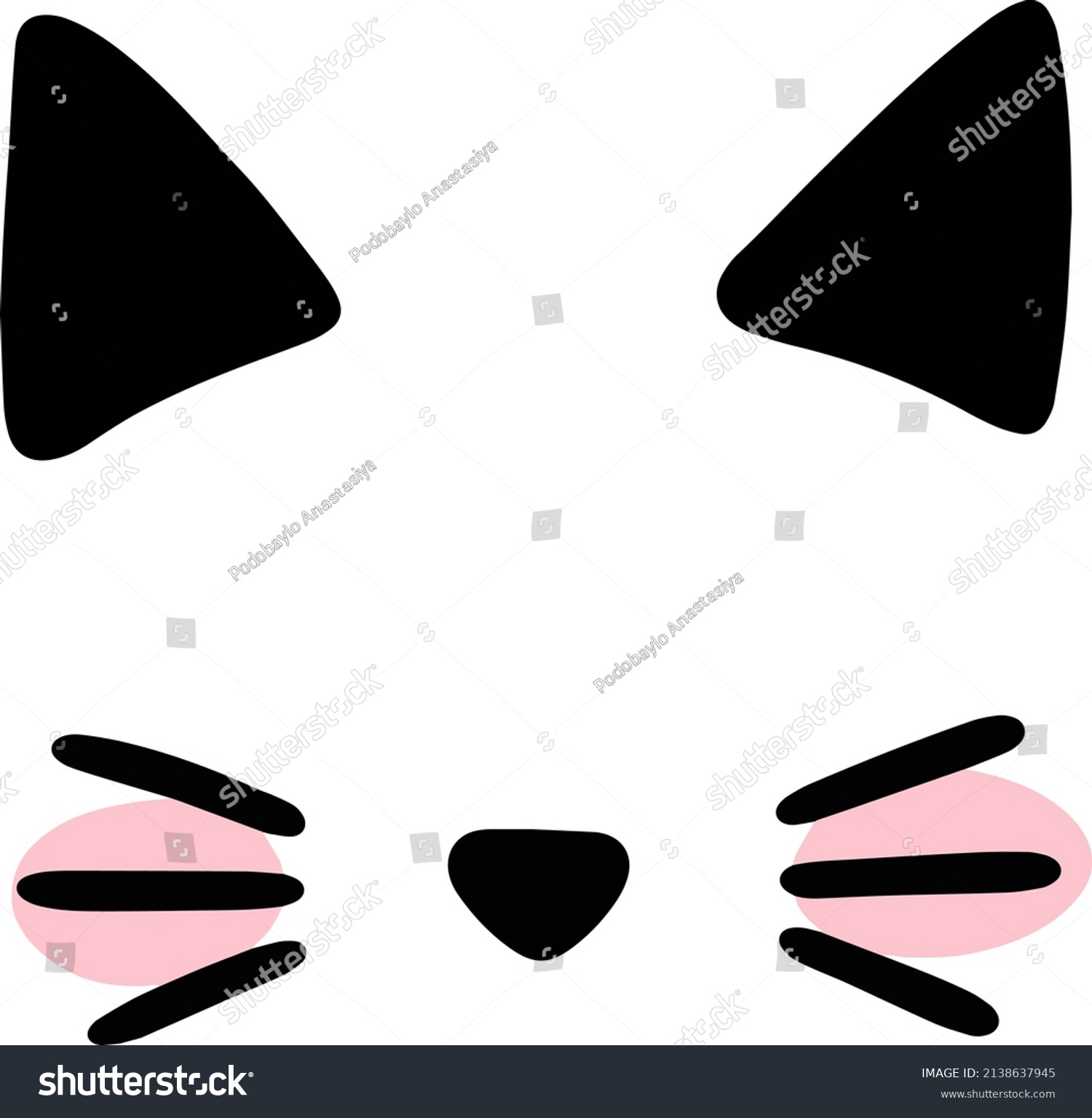 Cat Ears Nose Whiskers Vector Graphic Stock Vector (Royalty Free