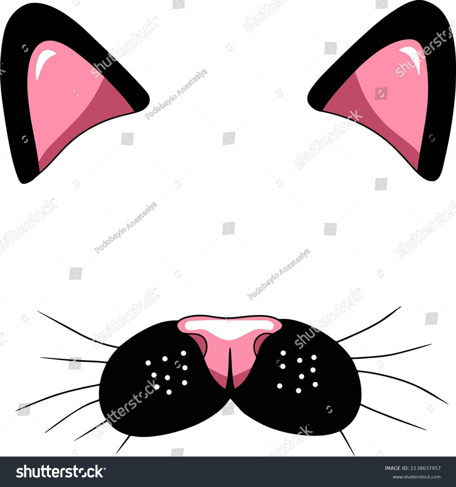 Cat Ears Nose Whiskers Vector Graphic Stock Vector Royalty Free