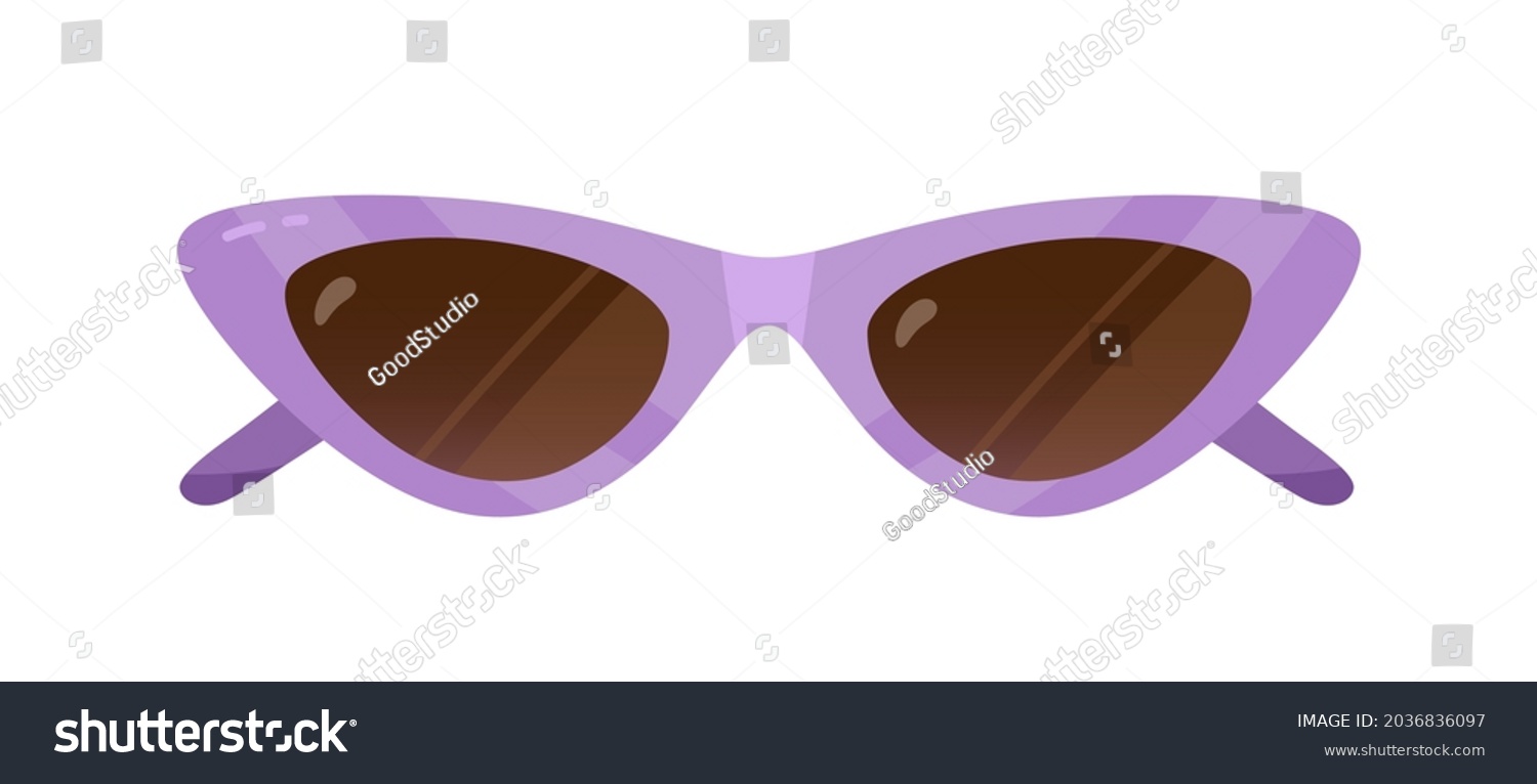 SVG of Cat eyes sunglasses in 50s retro style. Fashion summer sun glasses. Stylish vintage women accessory. Front view of trendy female eyewear. Colored flat vector illustration isolated on white background svg
