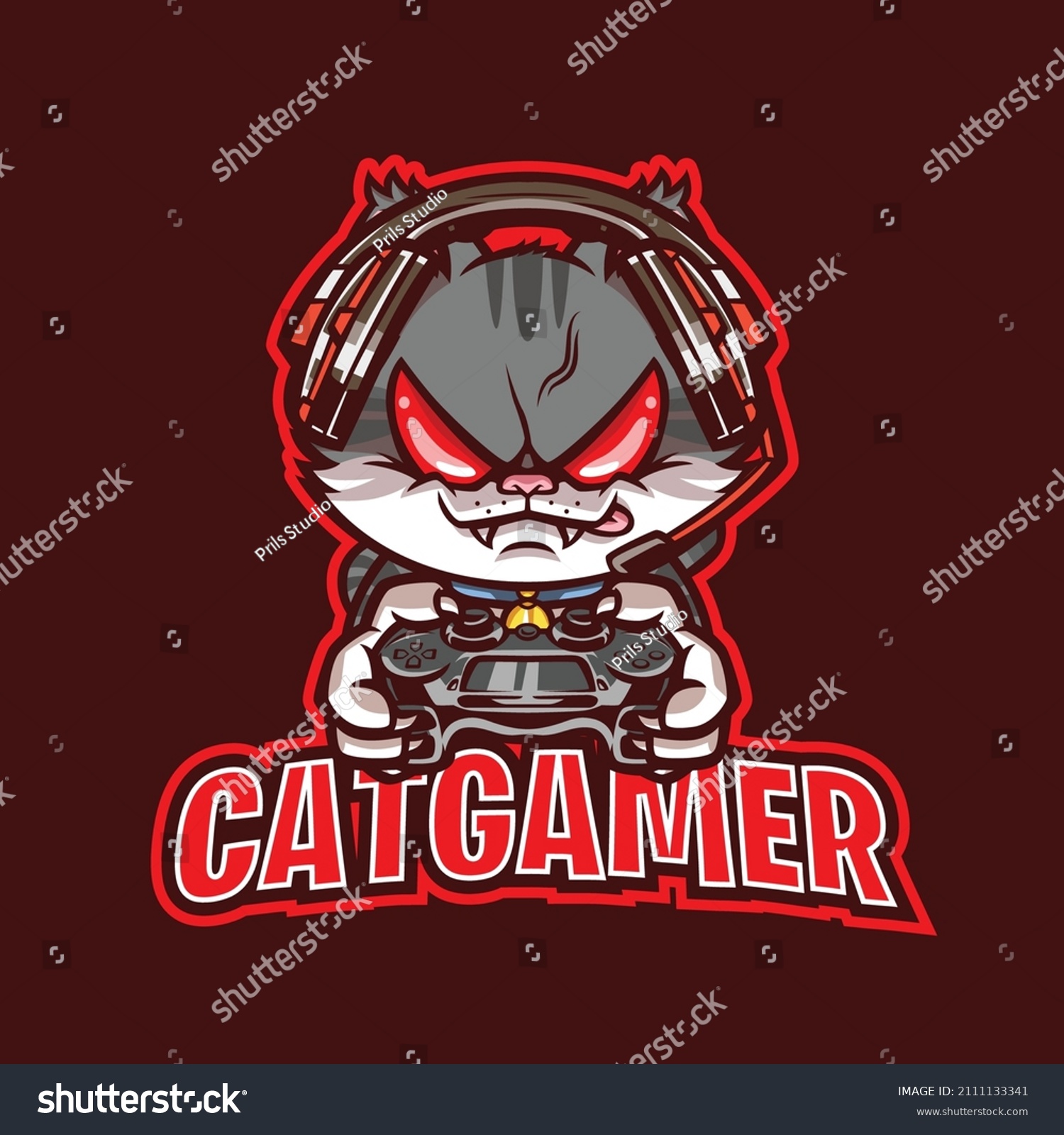 Cat Gamer Mascot Logo Cartoon Stock Vector (Royalty Free) 2111133341