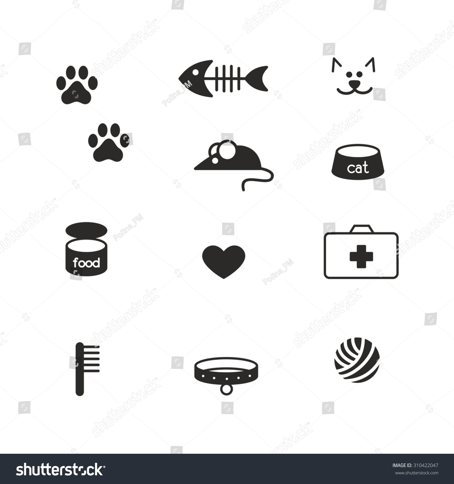 Cat Icon Symbol Set Isolated On Stock Vector (Royalty Free) 310422047 ...