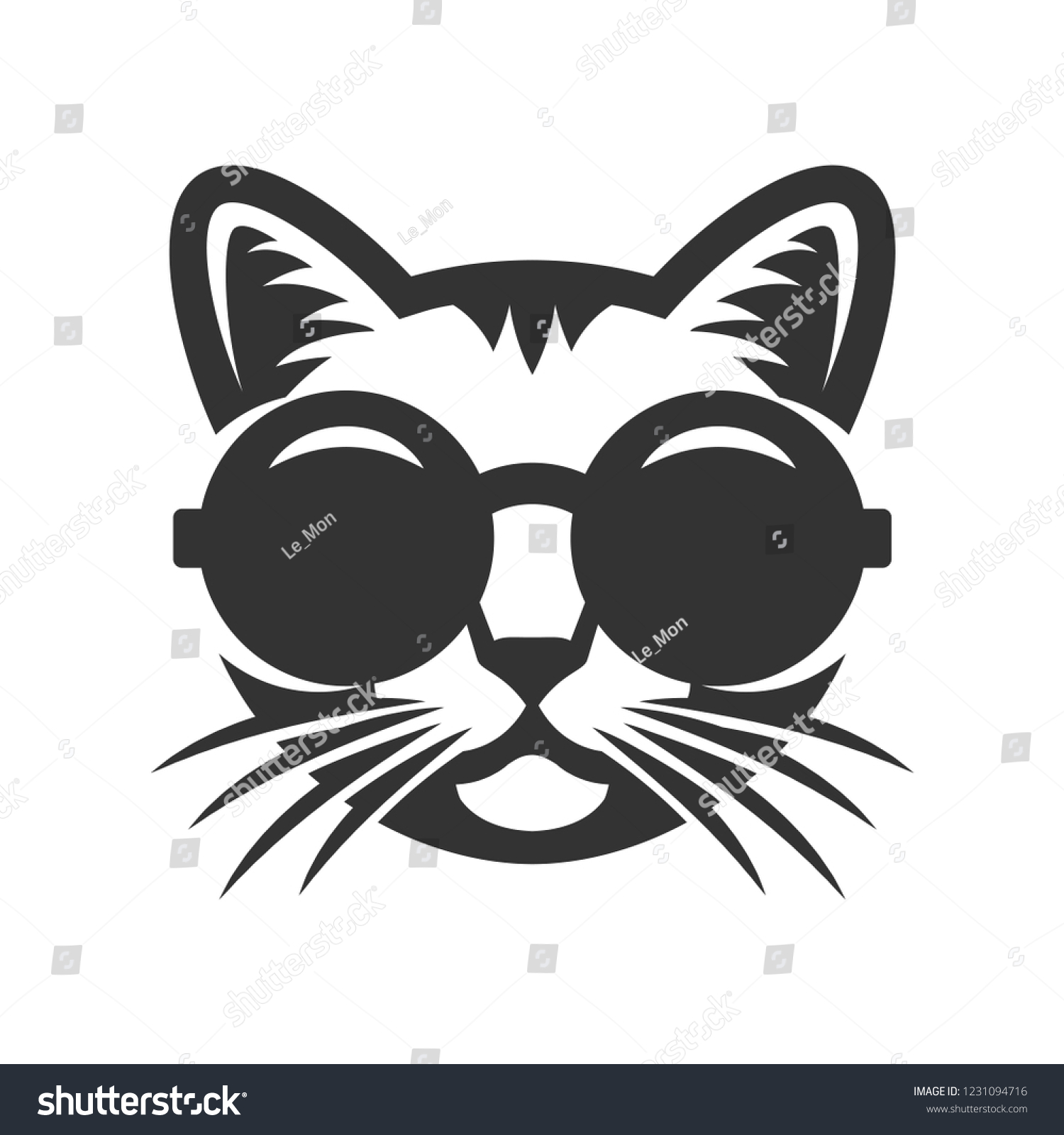 丸いサングラスをかけた猫のアイコン のベクター画像素材 ロイヤリティフリー