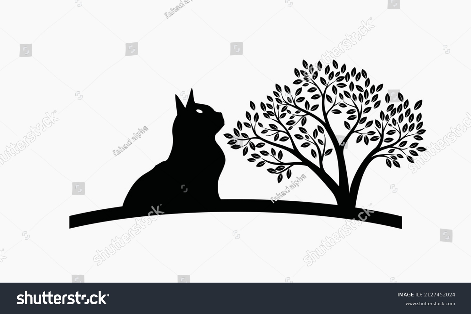 Cat Logo Tree Logo Templates Stock Vector (Royalty Free) 2127452024