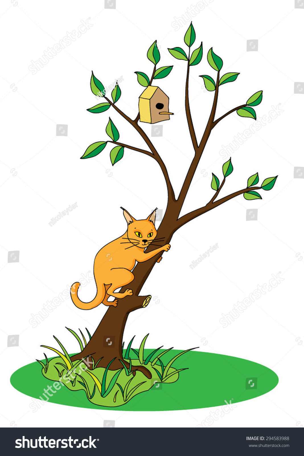 the cat is in the tree