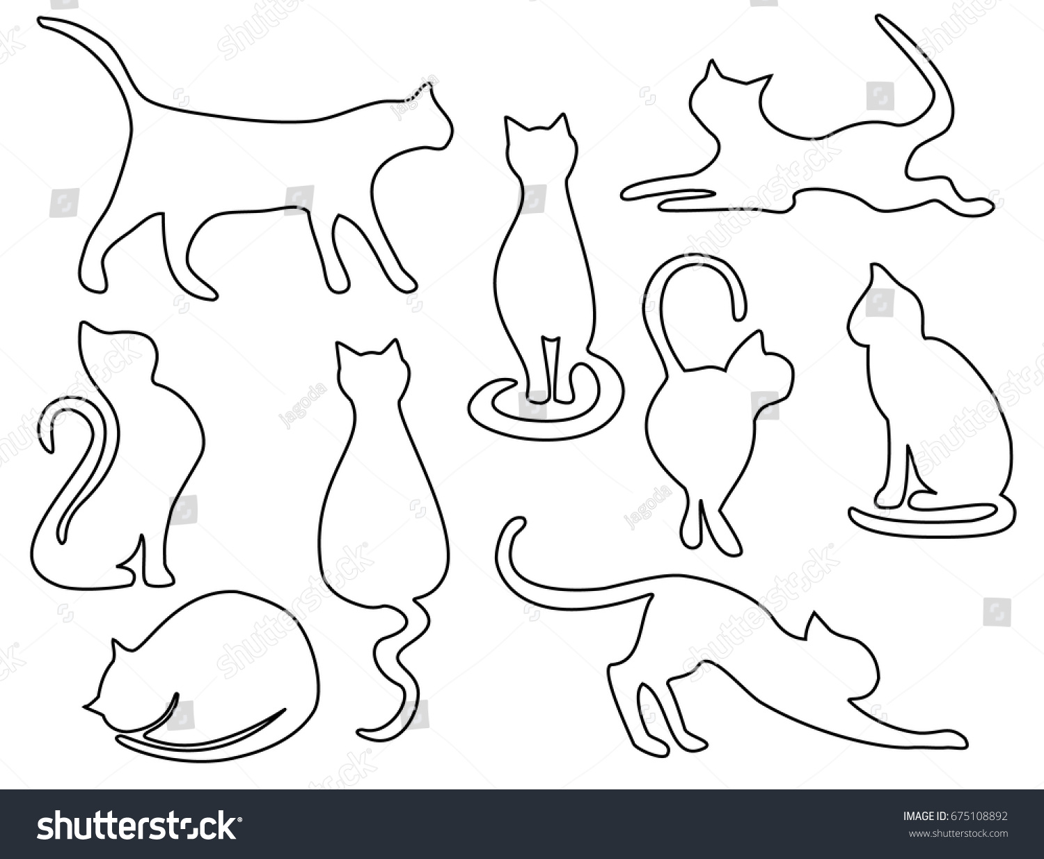 Cat One Line Drawing Stock Vector (Royalty Free) 675108892