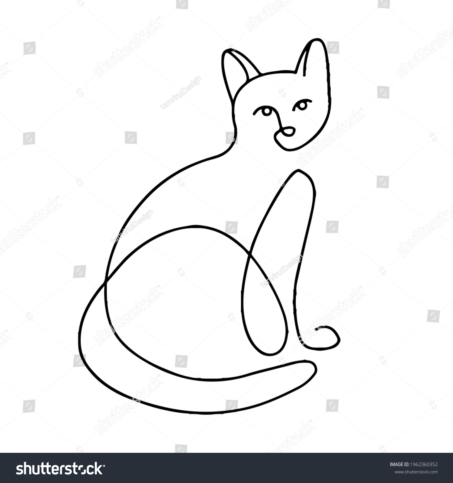 Cat Outline Art Vector Sticker Stock Vector (royalty Free) 1962360352 