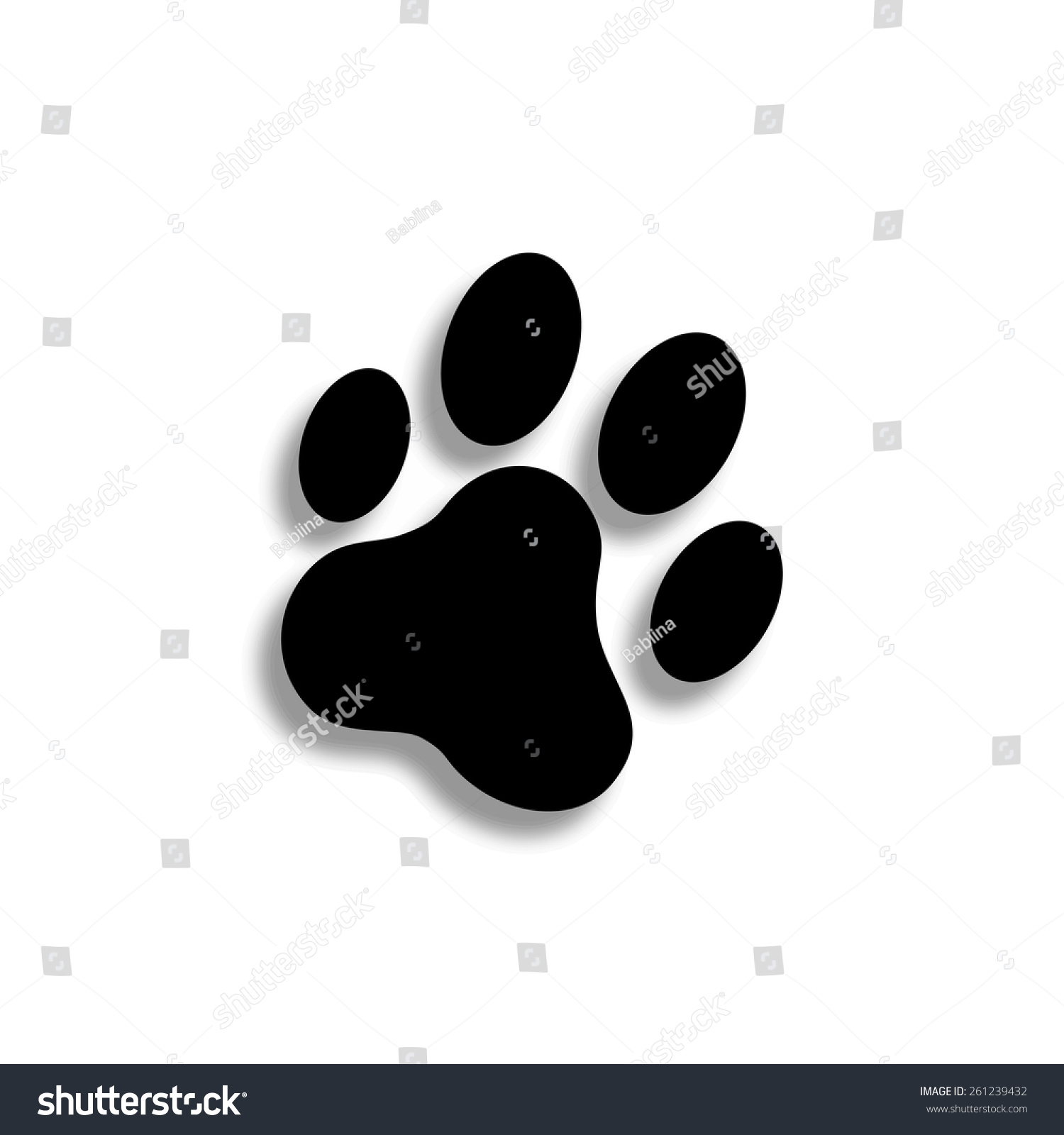 Cat Paw Print Vector Icon Shadow Stock Vector 261239432 - Shutterstock