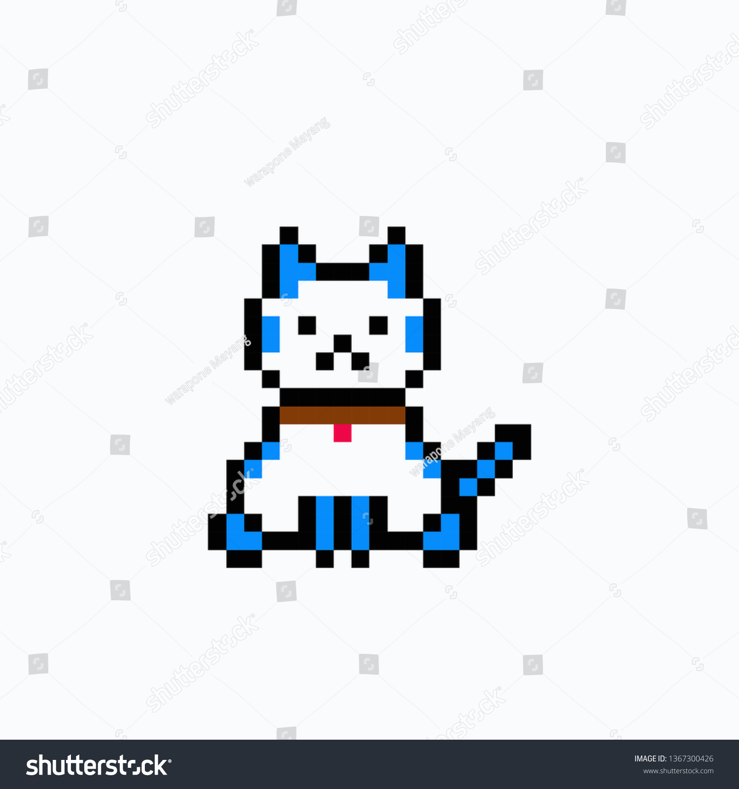 Cat Pixel Art Stock Vector (Royalty Free) 1367300426