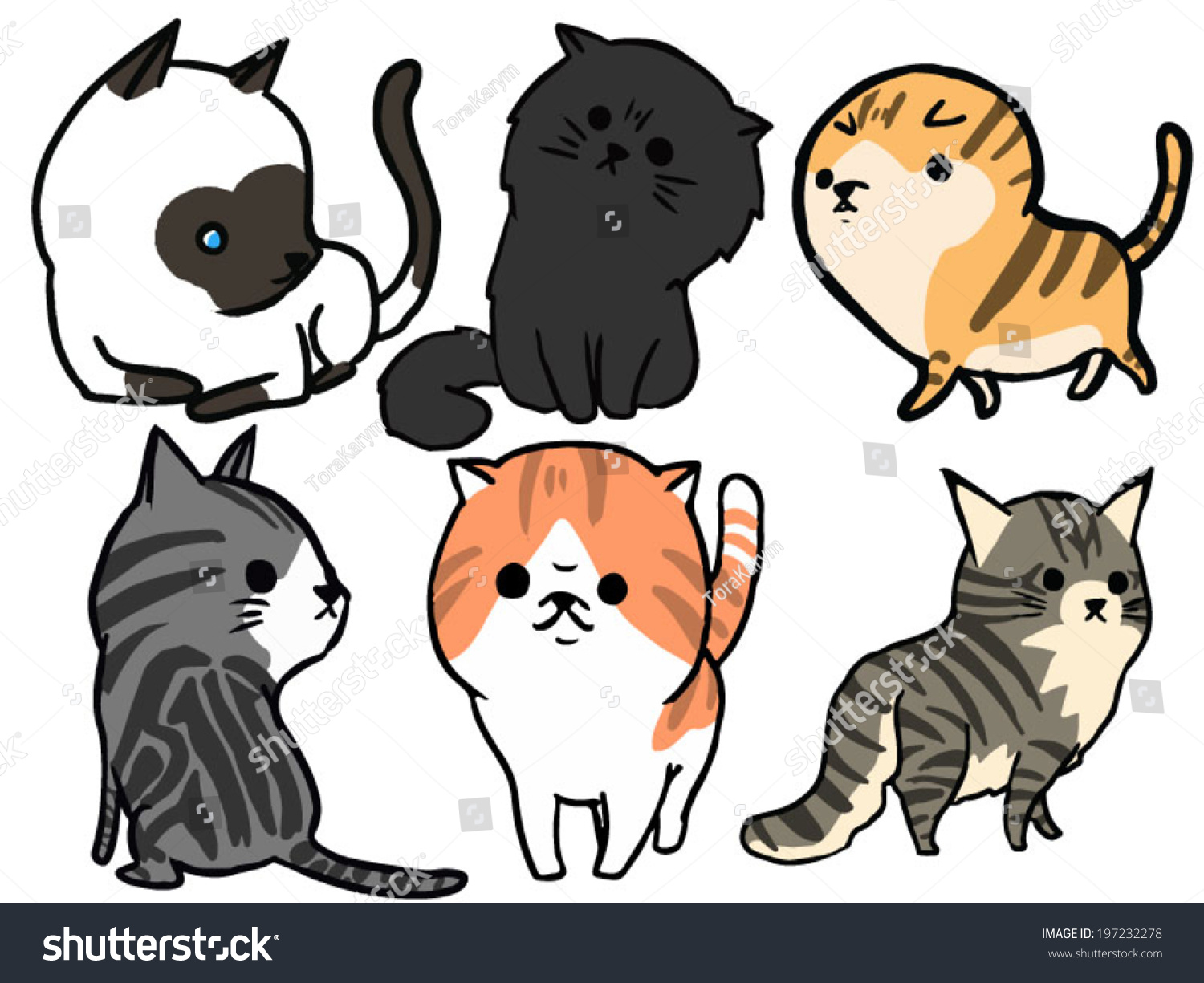 Cat Set 3 Maine Coon American Stock Vector Royalty Free 197232278