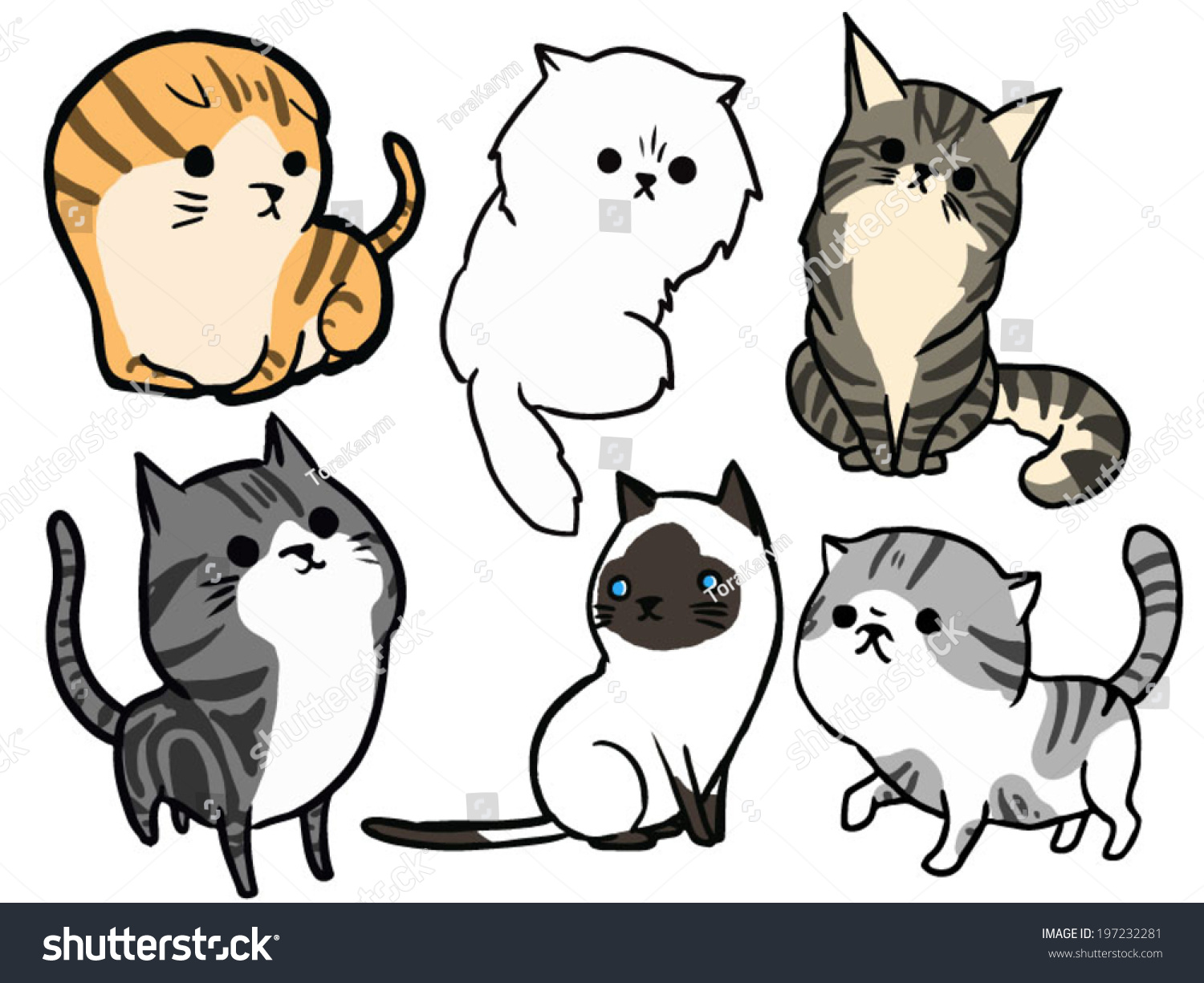 Cat Set 4 Maine Coon American Stock Vector 197232281 - Shutterstock