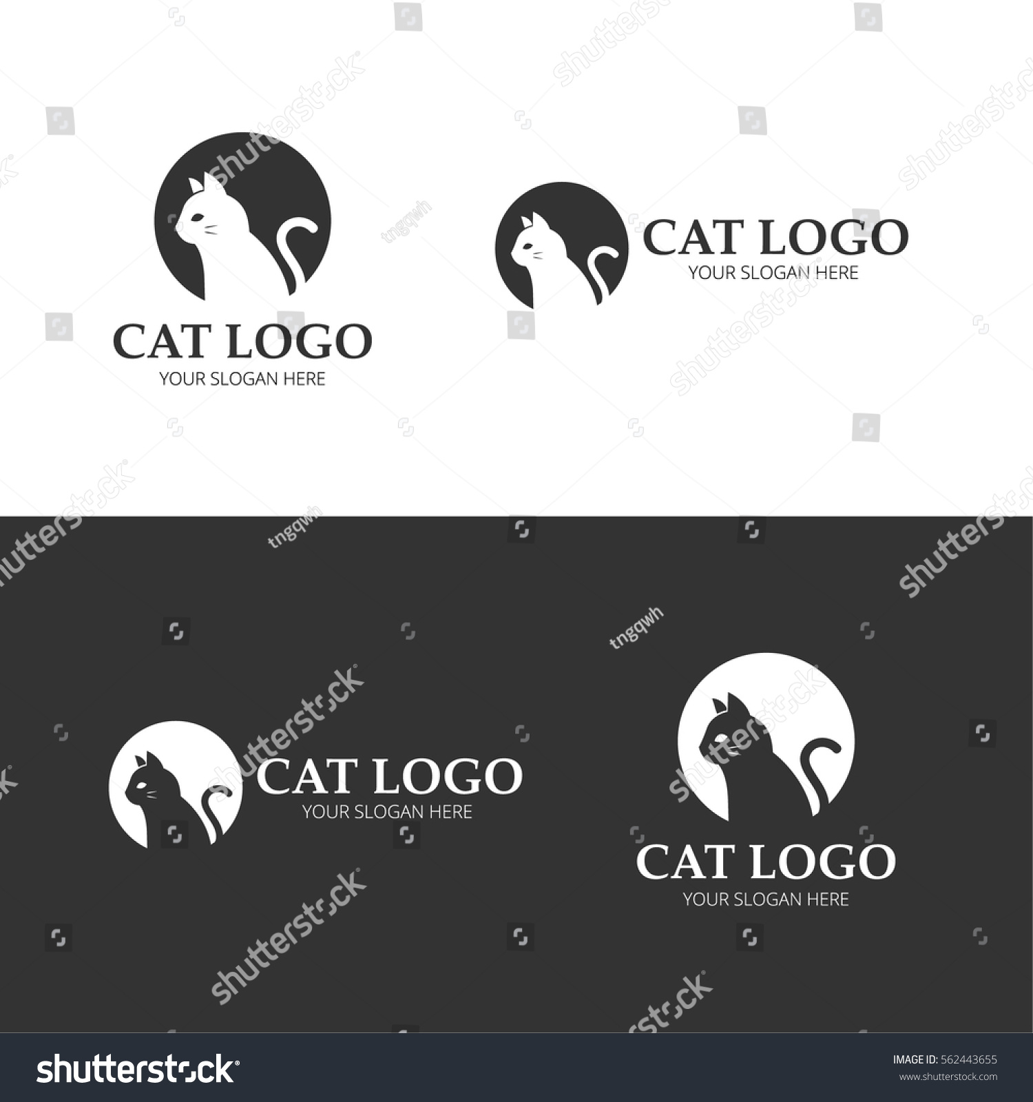 Cat Silhouette Logo Cat Circle Logo Stock Vector (Royalty Free ...