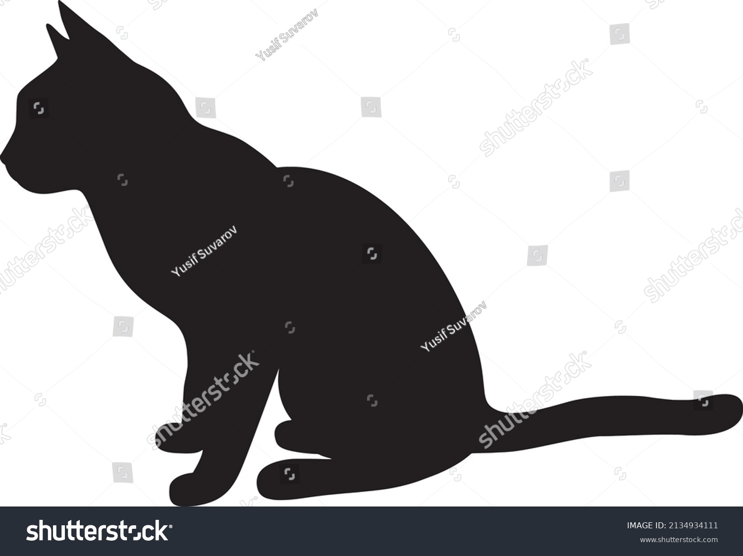 Cat Silhouette Vector Black White Stock Vector (Royalty Free ...