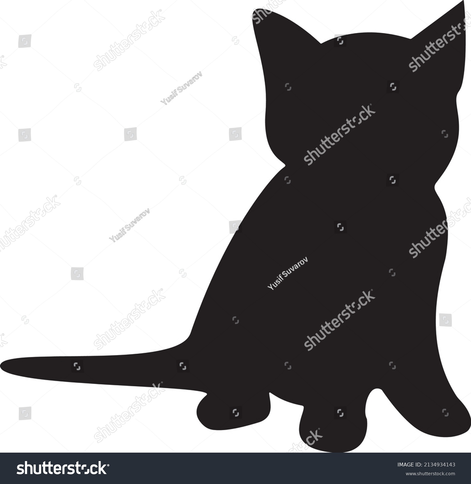 Cat Silhouette Vector Black White Stock Vector (Royalty Free ...