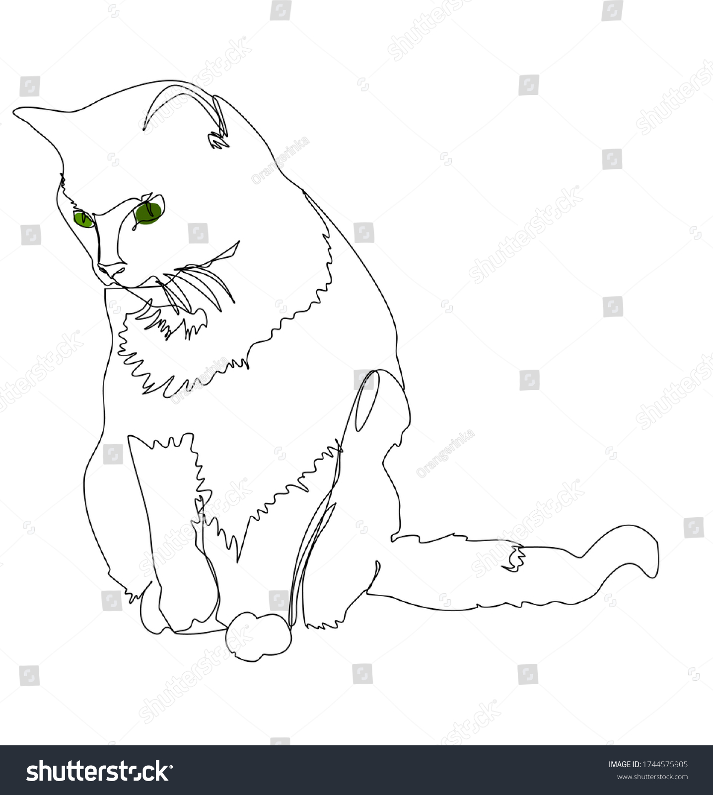 Cat Sitting Looking Downwards Green Eyes Stock Vector (royalty Free 