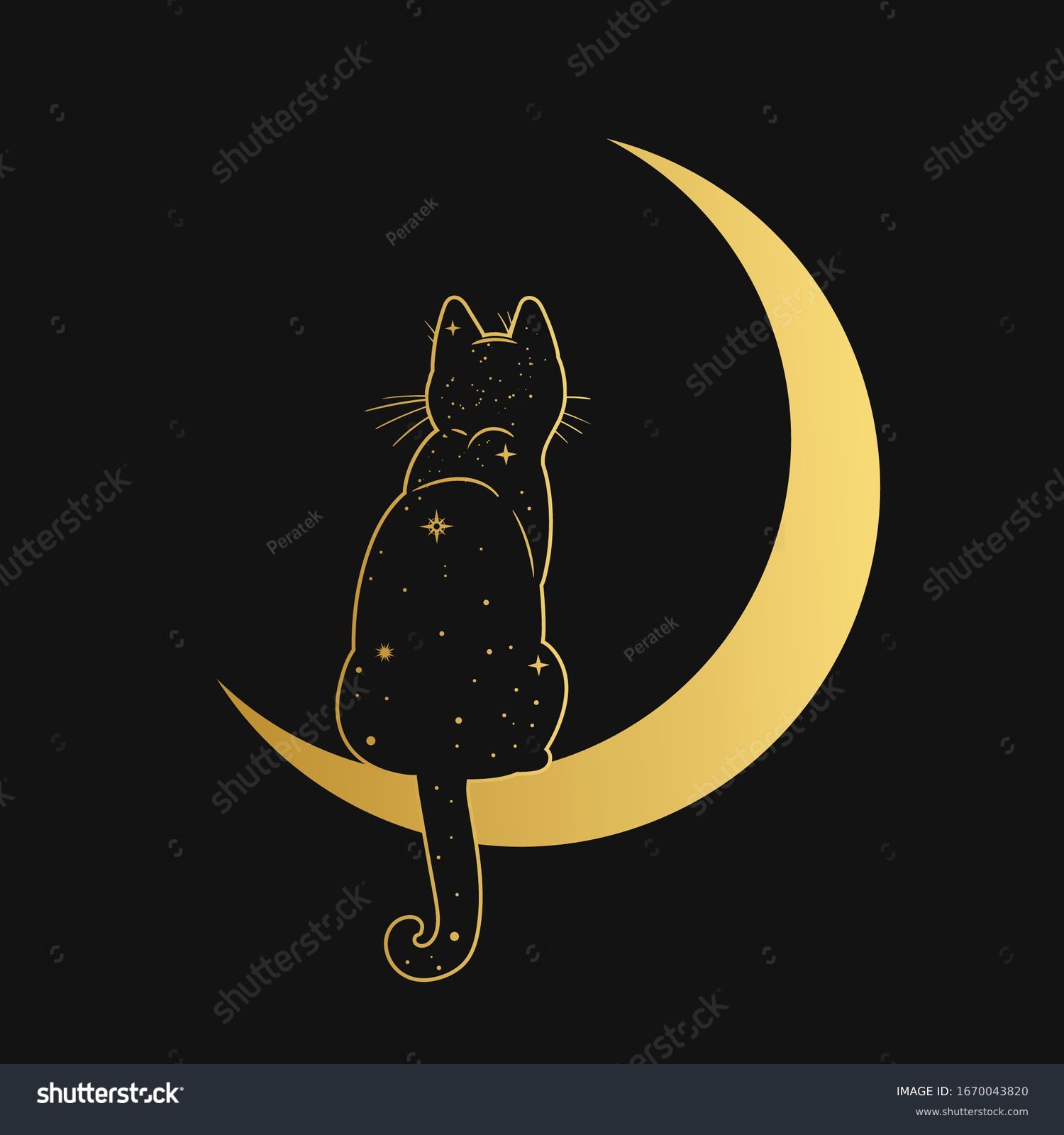 Cat Sitting On Crescent Moon Vector Stock Vector (Royalty Free ...