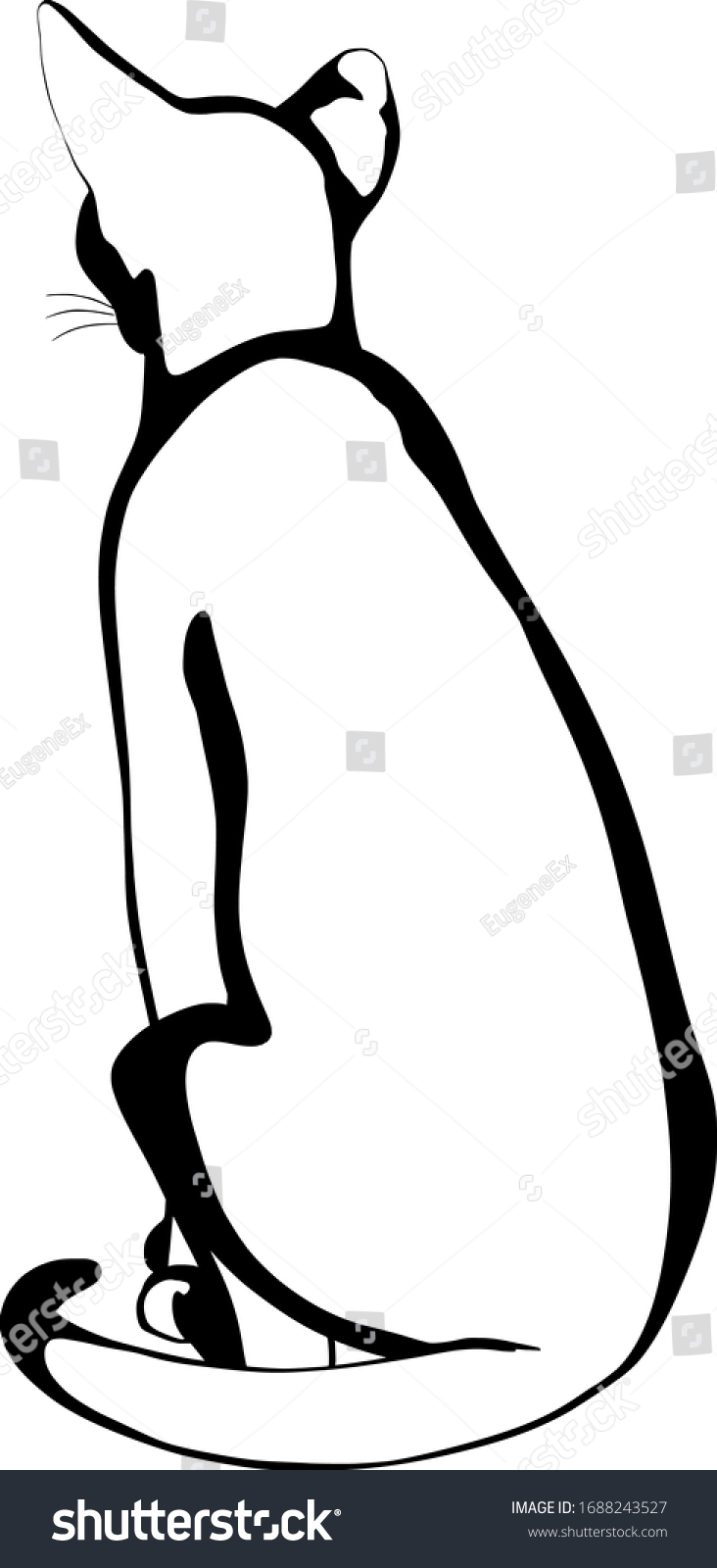 recommend clip art: Cat sketch on a white background. Sphynx silhouette vector