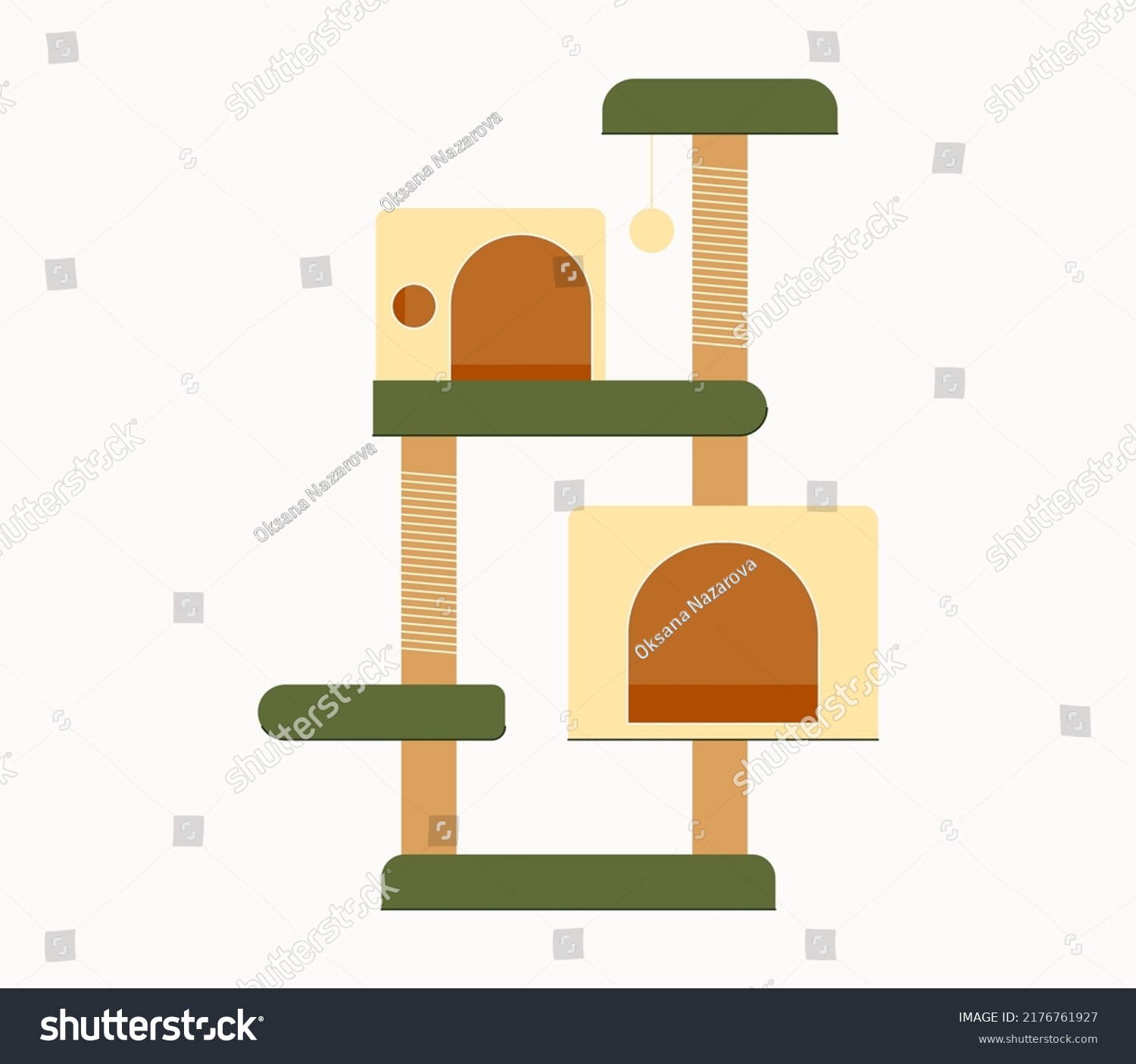 Cat Tower Scratching Post Houses Hanging Stock Vector (Royalty Free ...