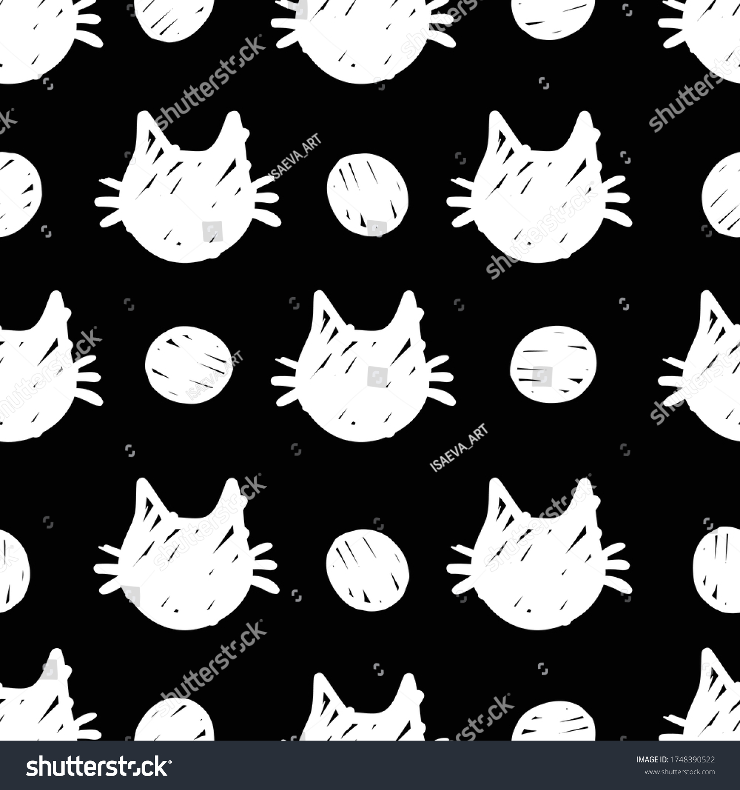 Cat Vector Seamless Pattern Isolated On Stock Vector (Royalty Free ...